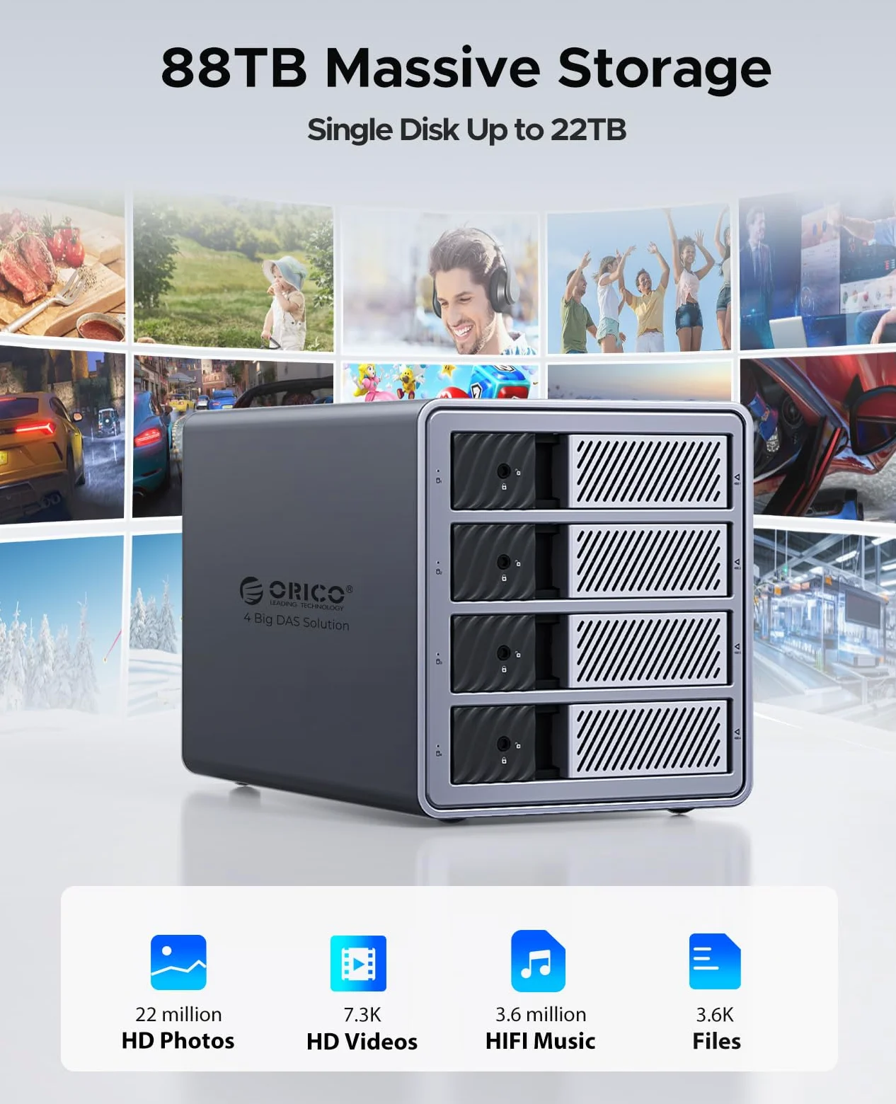 ORICO Docking Station per Disco Rigido Alluminio da 3,5 Pollici SATA a USB 3.0, 4 Slot per SSD/HDD, con Alimentatore e Ventola, Supporta RAID 0/1/5/10 (9848RU3)