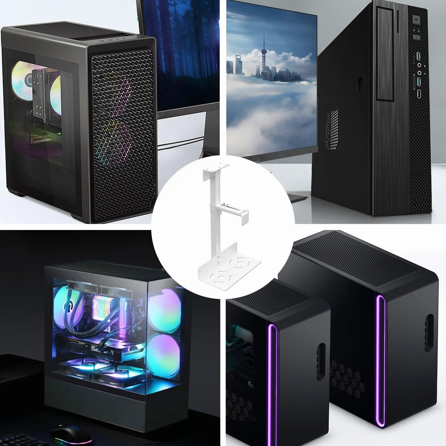 Supporto per CPU sotto la scrivania, supporto da parete per computer e | sotto il bancone, resistente supporto da parete per PC sotto la scrivania con altezza e larghezza flessibili | Supporto da