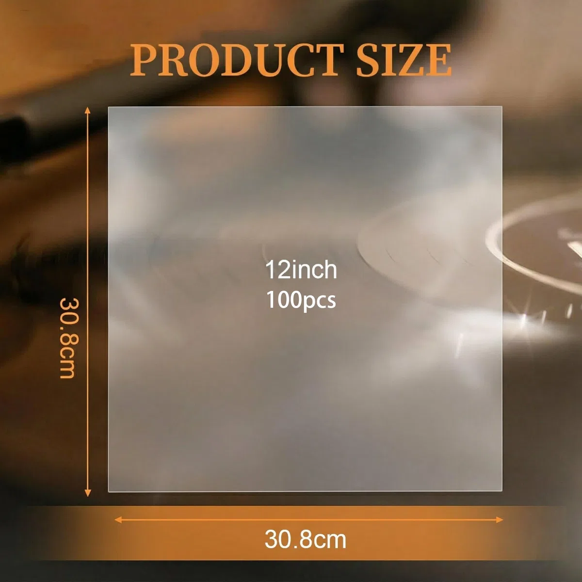 100 Pezzi Piazza Buste Vinili 33 Giri, Protezione Antistatica per Dischi Vinile, Vinyl Sleeves Trasparenti, Custodie Plastiche per Vinili da 12 Pollici