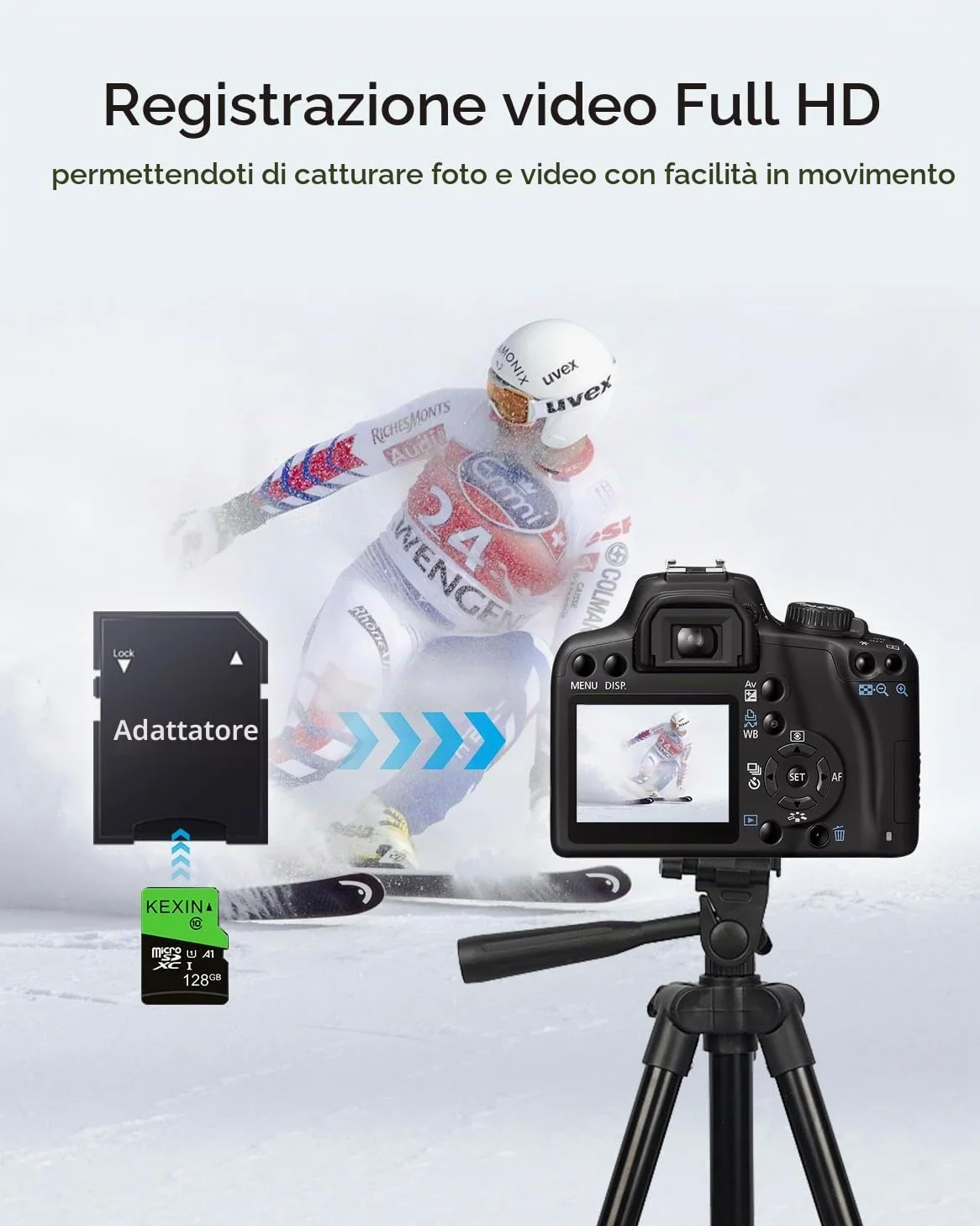KEXIN Micro SD 128GB 3 Pezzi, Scheda Micro SD 128 GB, Scheda di Memoria microSDXC con Adattatore SD, A1, U3, C10, V30, Micro SD Card Confezione da 3