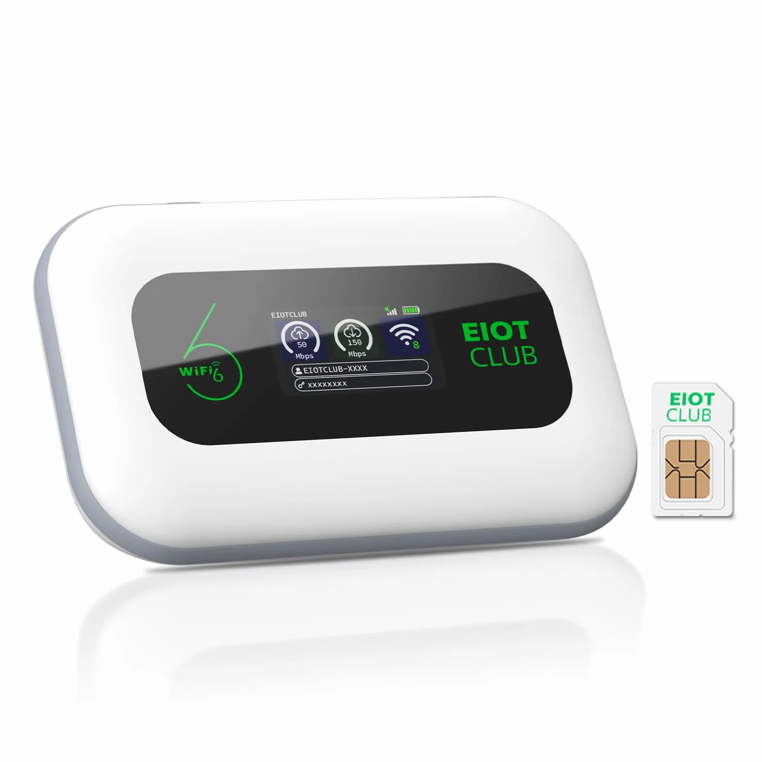 EIOTCLUB Router WiFi Mobile 4G LTE Senza Abbonamento, Con Carta SIM (Non Sostituibile), 1 GB Dati Europa, Batteria 3000mAh, Fino a 32 Dispositivi, WPA3, Pocket WiFi Portatile per Viaggi & Camping