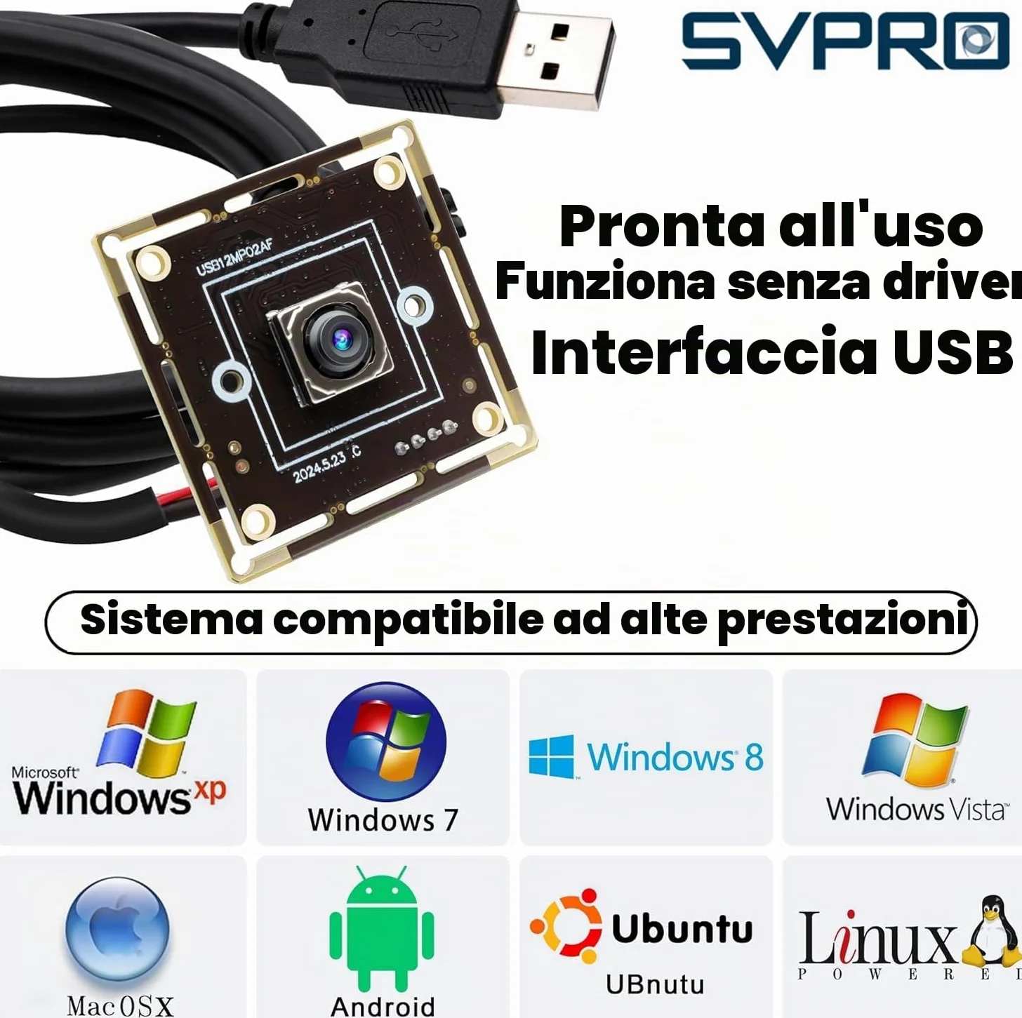 Svpro Modulo fotocamera USB 12 MP AF 4K 30fps Webcam Board per computer UVC USB2.0 1080P 60fps PDAF PC Camera IMX362 Machine Vision Telecamera industriale