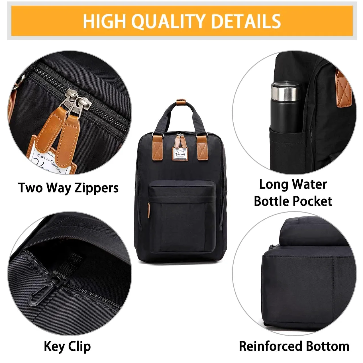 VASCHY Zaino porta PC, Zaino Donna Zaino PC 15.6 Pollici Zaino Scuola Zaino Lavoro Donna Zaino Uomo Vintage Zaino da Viaggio Antifurto Donna Zaino Università Trekking