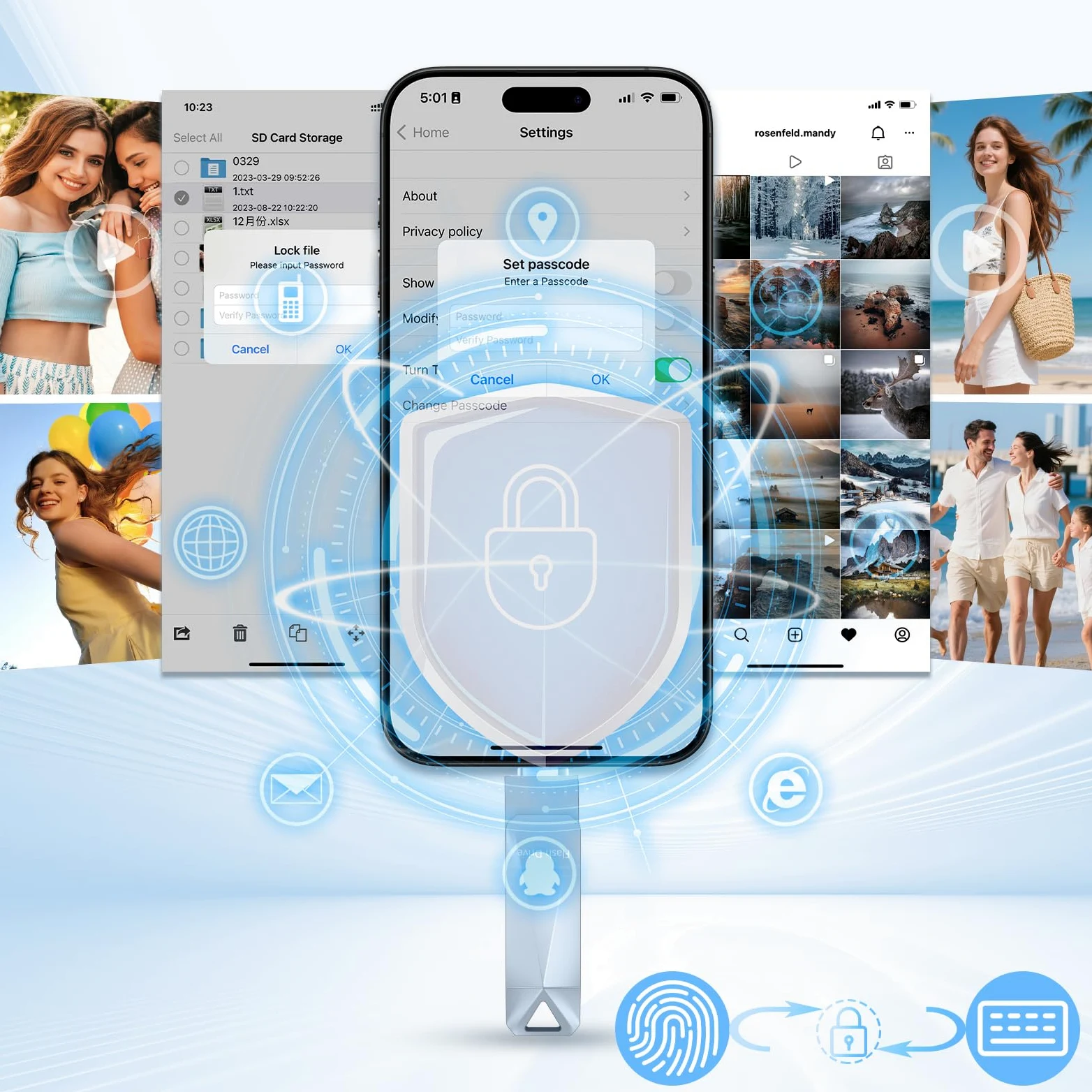 Chiavetta USB per iPhone da 512 GB, certificata Apple MFi, chiavetta USB per iPad, iPhone, computer Picture Keeper, disco rigido portatile, grigio