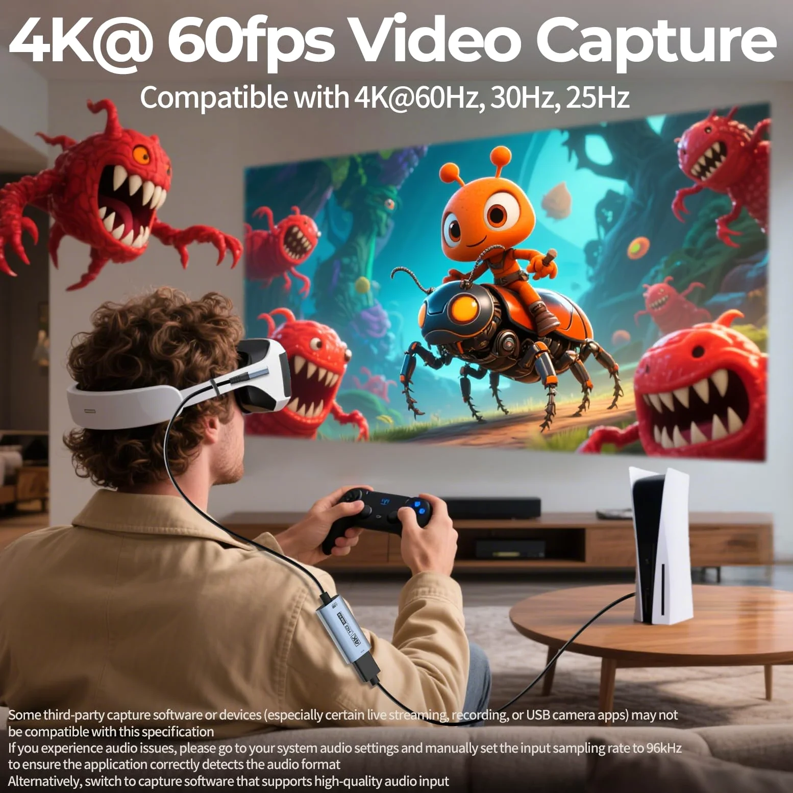 Guermok Scheda di acquisizione HDMI 4K USB3.0 per streaming, PD100W, USB a 90°, 1 m 4K a 60 fps 1080p a 240 fps HDMI a USB A/C dispositivi di acquisizione video per pad/tablet/MacOS/Switch2/1