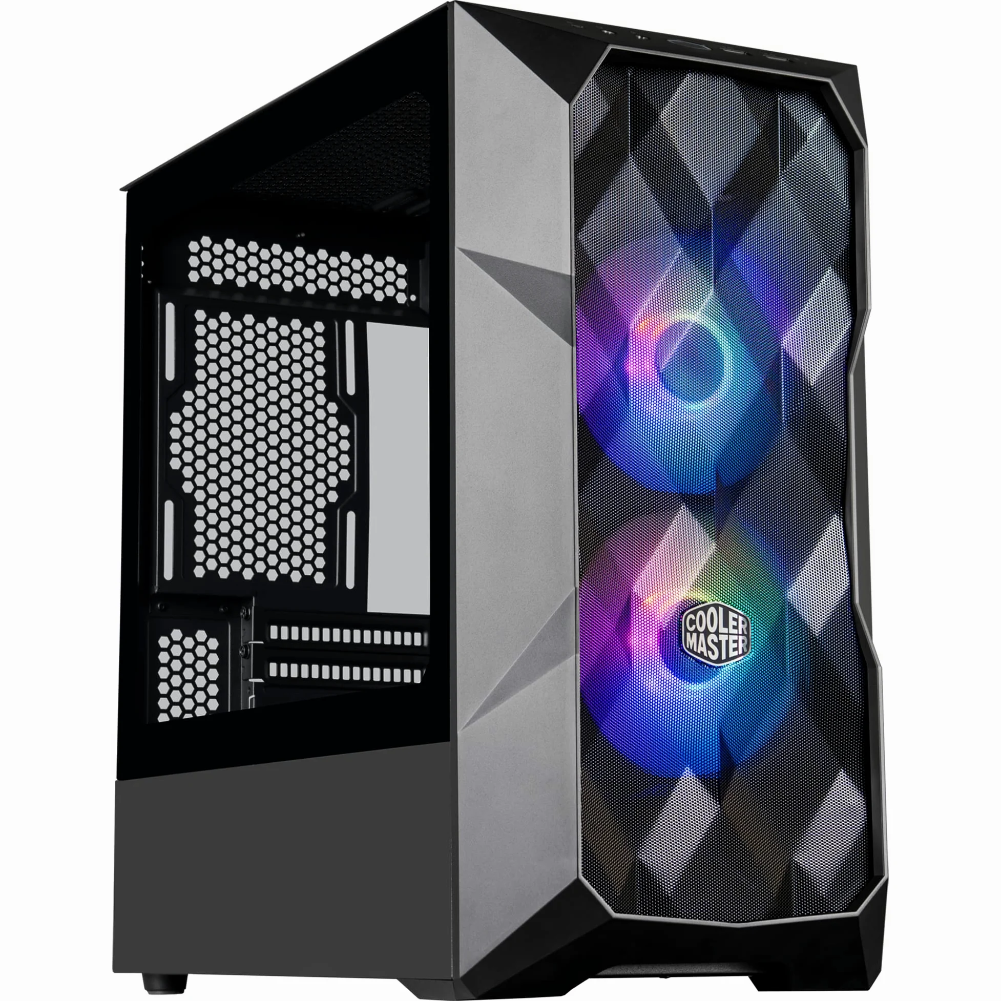 Cooler Master TD300 Case PC Mesh - Mini-Tower,Elevato Flusso d'Aria, 2 x 120mm Ventole ARGB,Supporto MB Micro-ATX e Mini-ITX,Pannello Laterale in Vetro Temperato,Coperchio Rimovibile,Hub ARGB/PWM