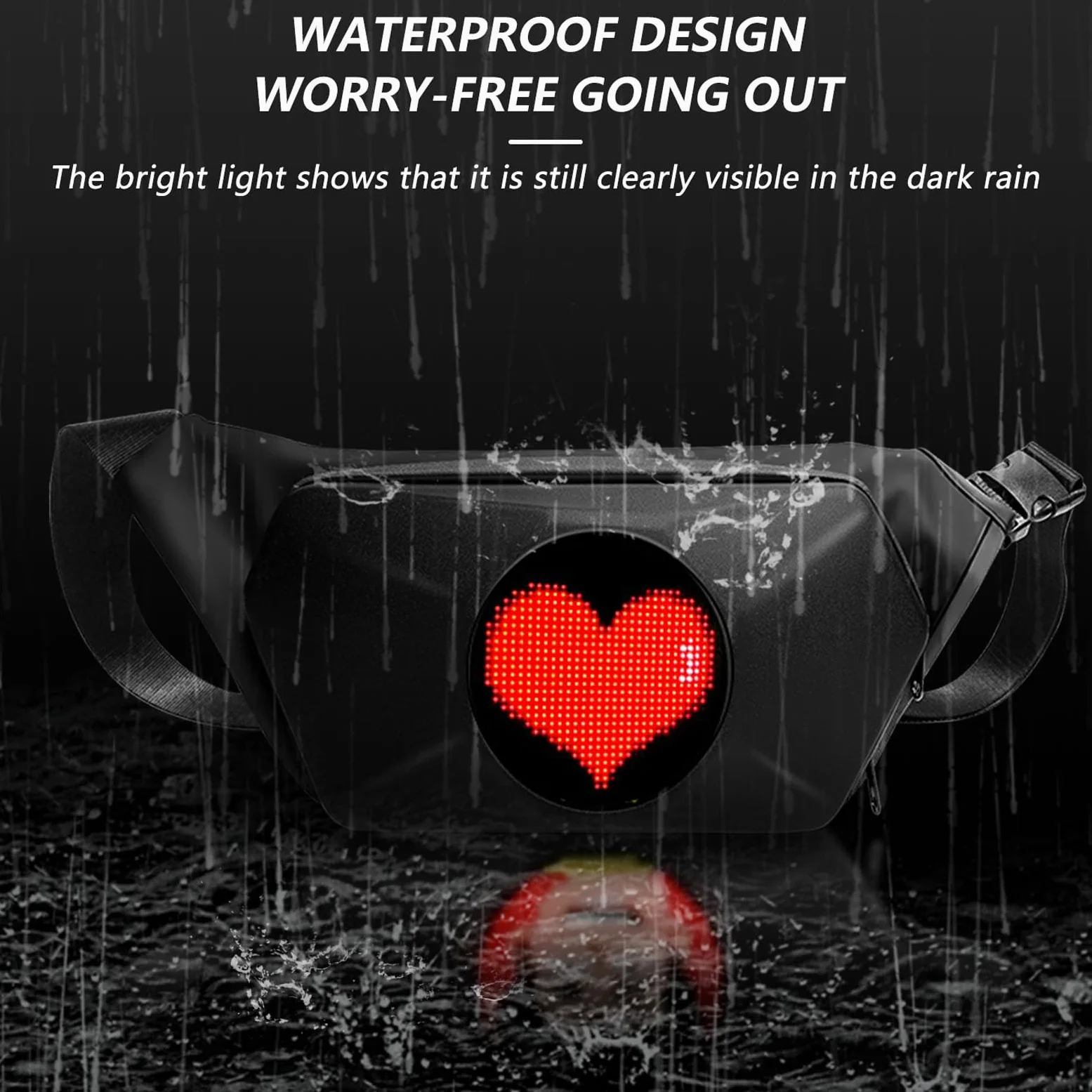 lyrlody Borsa a Tracolla a LED, Materiale ABS Impermeabile, Display Personalizzabile, Elegante Accessorio da Viaggio per Escursionismo e Motociclismo