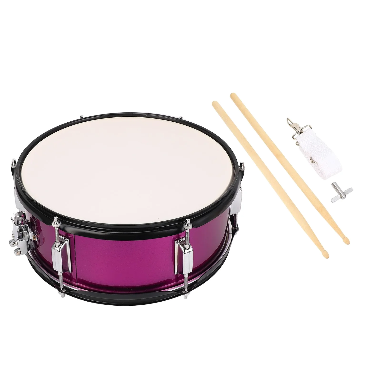 Vvikizy Strumento a Percussione in Acciaio Inossidabile del Rullante da 14x5,5 Pollici con Cinghia di Rumori con Baraccopole