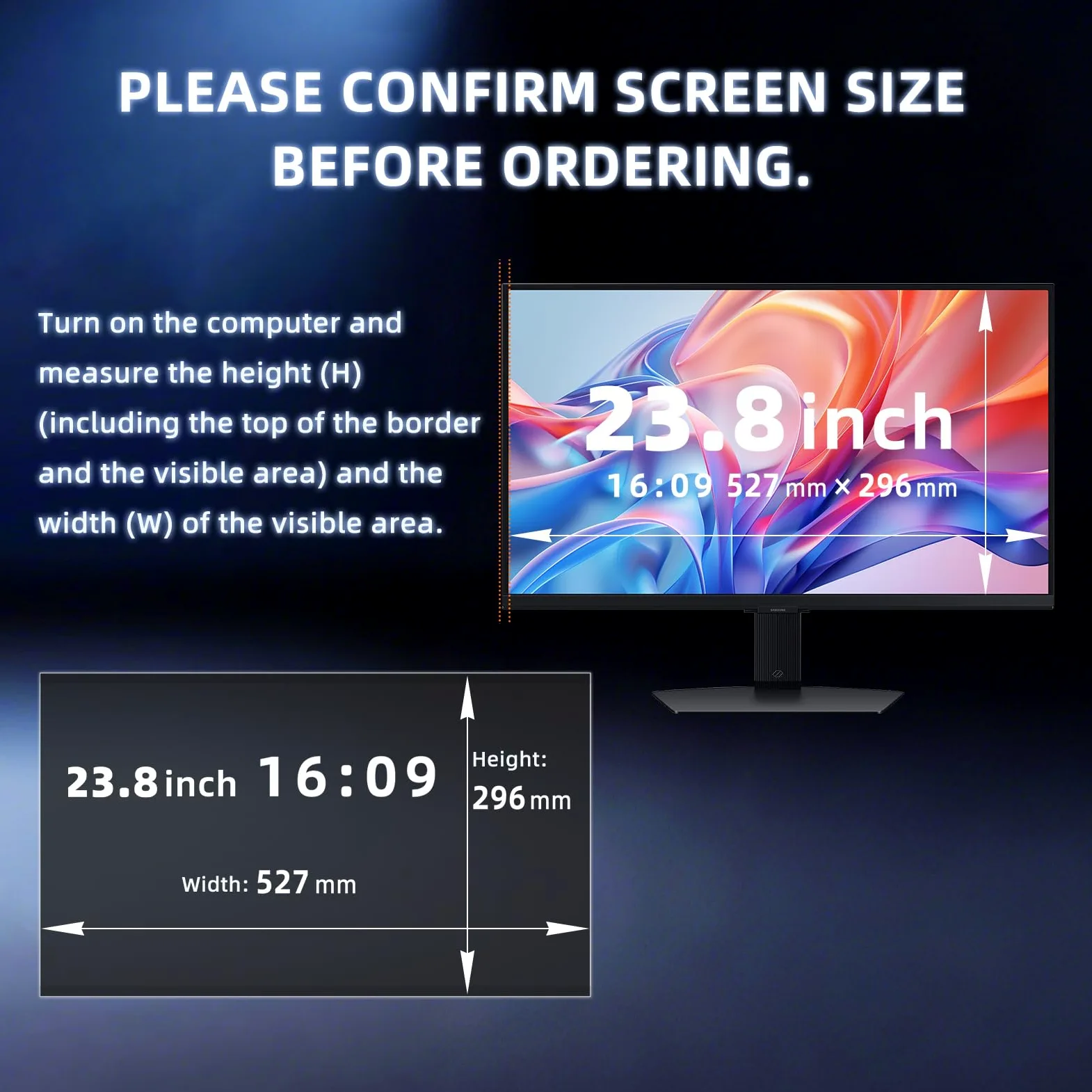 23.8 Pollici 16:9 Nanoadsorbimento Filtro Privacy Premium, Rimovibile Anti Luce Blu/Antiriflesso/Anti UV, Pellicola de Protezione per 23.8" Monitor/Laptop Computer