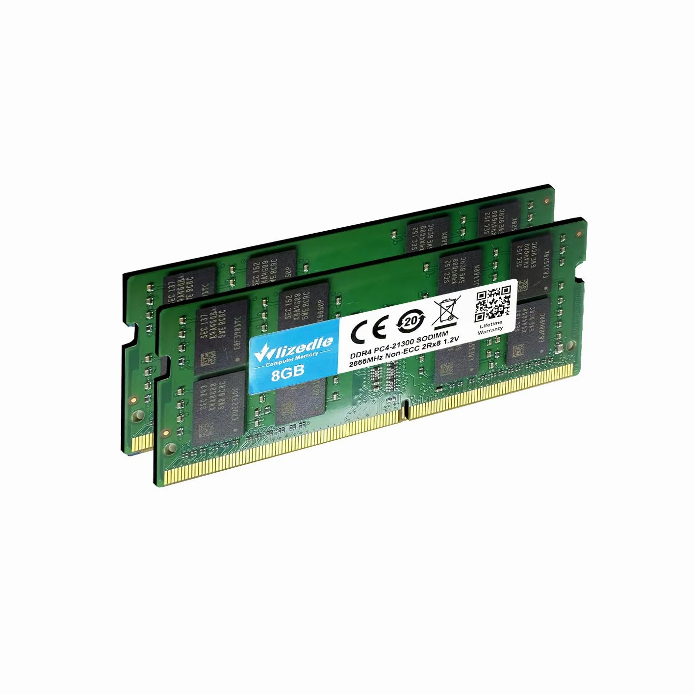 DDR4 2666MHz Laptop Memoria RAM 16GB Kit (2x8GB) CL19 SO-DIMM Modulo di Memoria PC4-21300 260-Pin 1.2V Non-ECC 2Rx8 Upgrade Notebook Memory per Computer Portatile, Verde