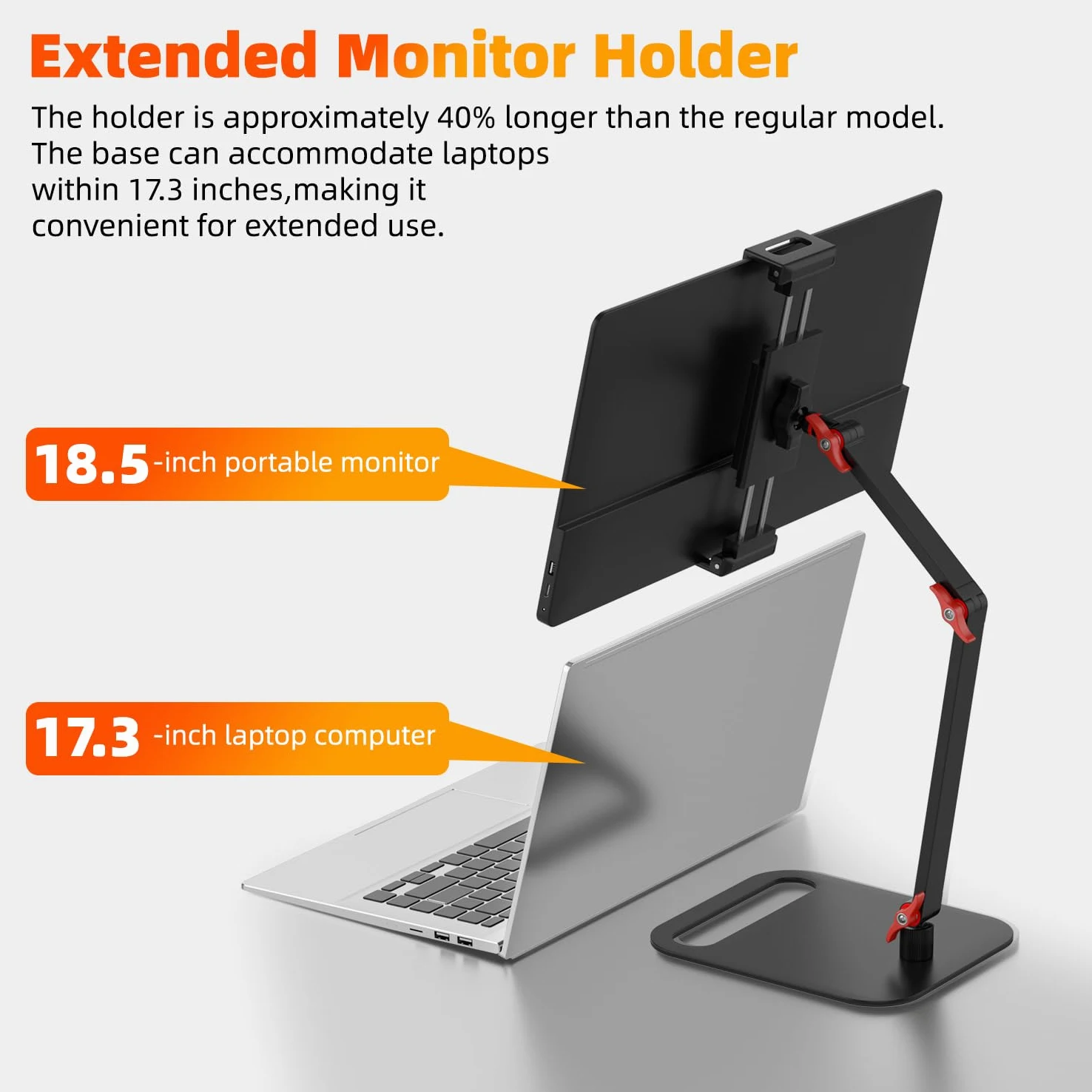 Supporto per monitor portatile regolabile per schermi da 6 a 18,5 pollici, base per display desktop, supporto universale in alluminio portatile da 12,9 pollici