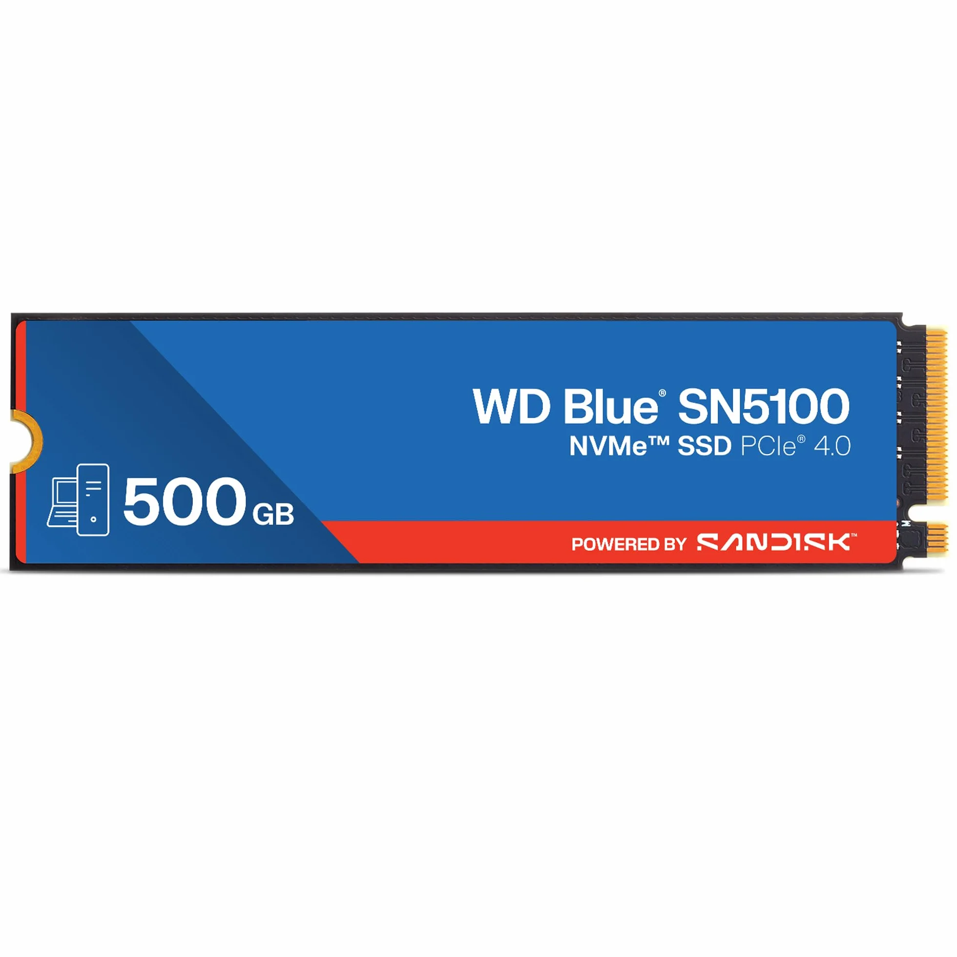 WD Blue SN5100 NVMe SSD 500GB (Fino a 6.600MB/s velocità di lettura, M.2 2280, PCIe Gen 4.0, nCache 4.0, Tecnologia SANDISK 3D CBA NAND, Acronis True Image, clonazione e migrazione) POWERED BY SANDISK
