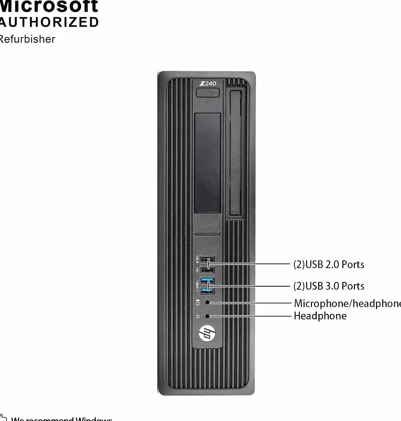 HP Z240 SFF Workstation Desktop PC, Intel Xeon E3-1230 v5, AMD Firepro W2100 2 GB, RAM 16 GB, SSD 512 GB, WiFi, Bluetooth, tastiera USA, Windows 11 Pro (ricondizionato)