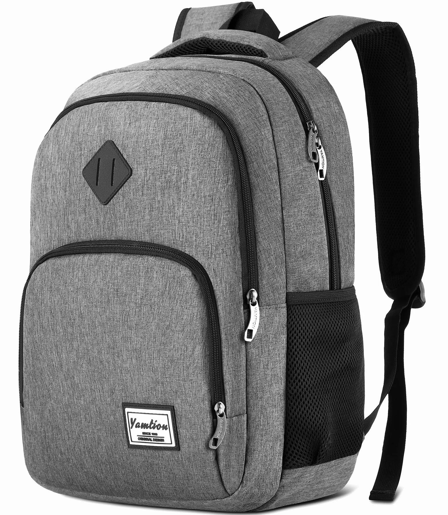 YAMTION - Zaino per uomo e donna, zaino per la scuola, per adolescenti, per laptop da 15,6 pollici (39,5 cm), zaino per computer portatile, con porta di ricarica USB, per lavoro, studio, viaggi