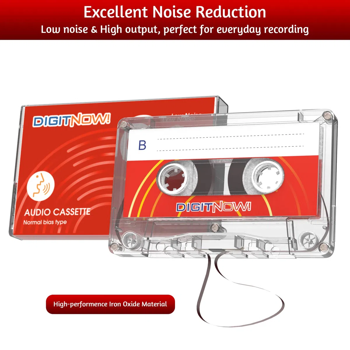Nastro audiocassetta vuoto, tempo di registrazione 90 minuti, basso rumore e alta potenza, dettatura, registrazione MP3 su nastro vuoto, confezione da 5
