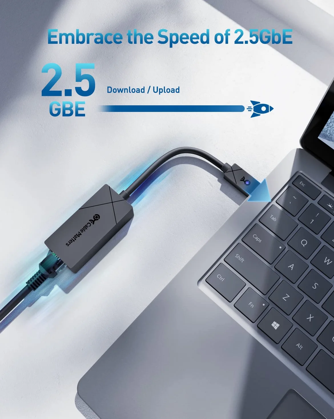 [Progettato per superficie] Cable Matters Adattatore da USB-C a Ethernet da 2,5 Gbps (adattatore da USB-C a rete, adattatore da Ethernet a USB-C da 2,5 g) in nero