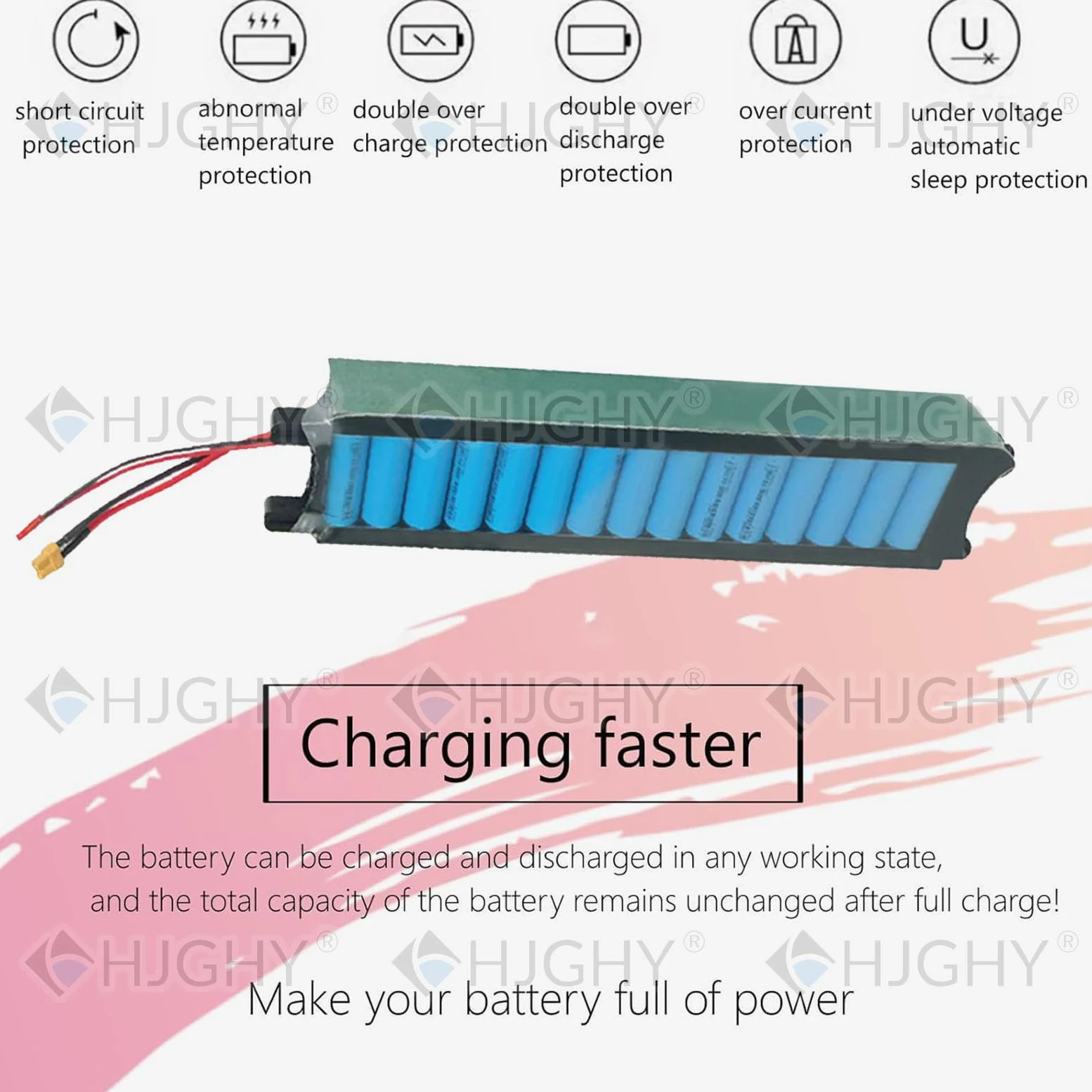 Batteria per Monopattino Elettrico M365 36V 10.4Ah 5.2Ah 6.6Ah 7.8Ah Pacco Batteria per Hoverboard 36 Volt Batterie al Litio di Ricambio con connettore XT30+JST