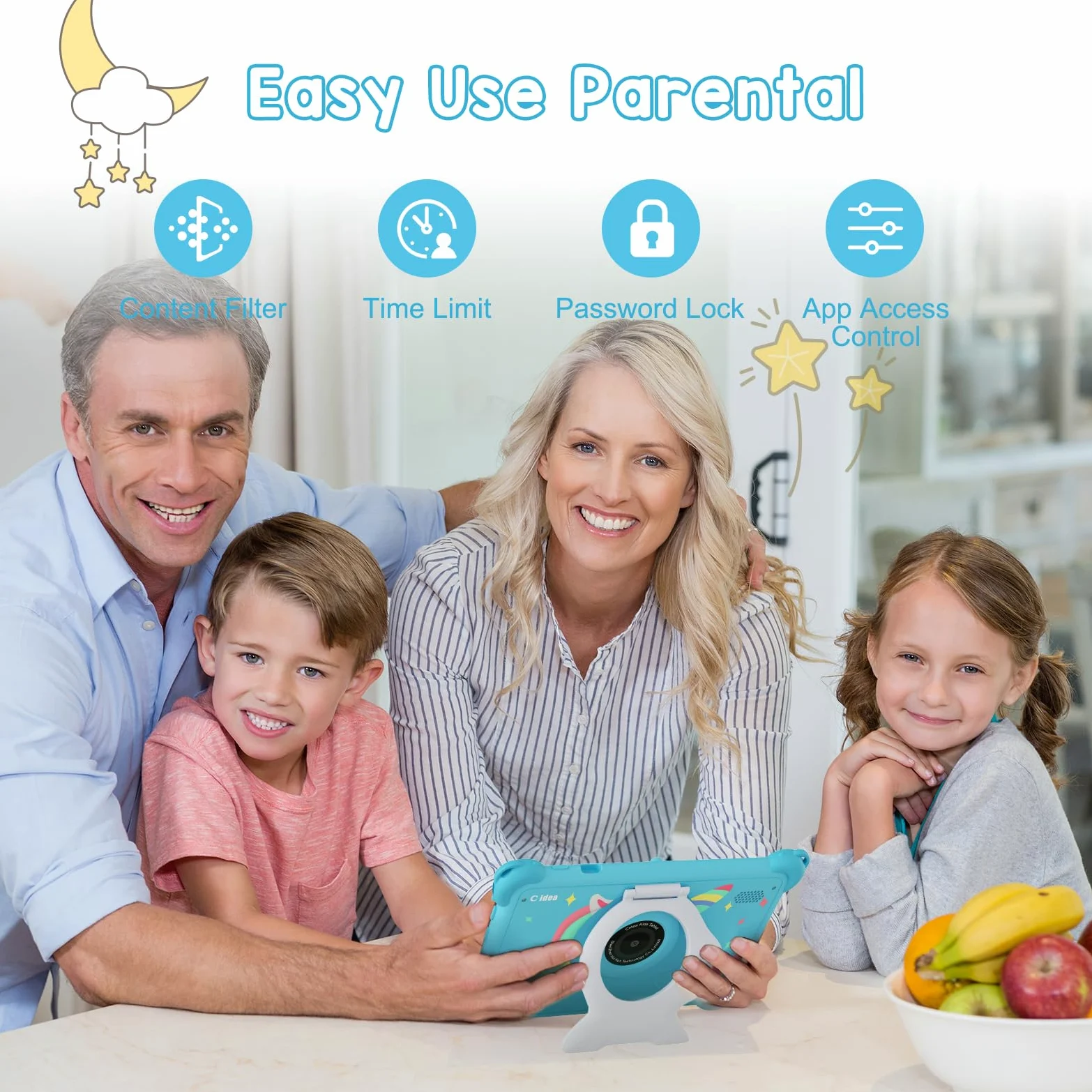 C idea, tablet per bambini, Android 15, 7 pollici, 1024 x 600, 6 GB (3 + 3) RAM + 32 GB ROM, batteria 2500 mAh, app per bambini preinstallate, compatibile con Wi-Fi e Bluetooth (blu)