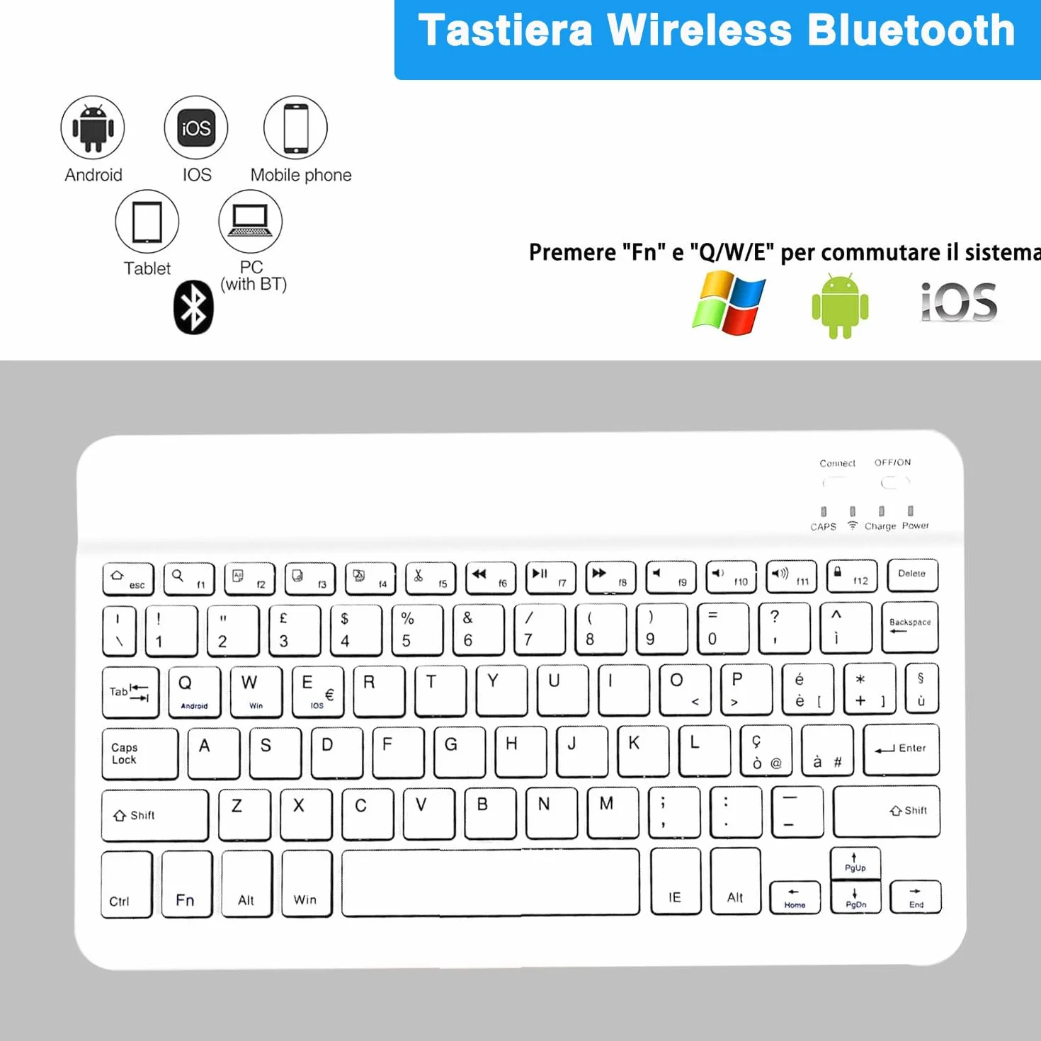 Custodia con Tastiera per Samsung Galaxy Tab A9+ 11 Pollici 2023, Italiano QWERTY Rimovibile Bluetooth Tastiera, Custodia Tastiera per Samsung Galaxy Tab A9 Plus 11" (SM-X210/X216/X218), Blu