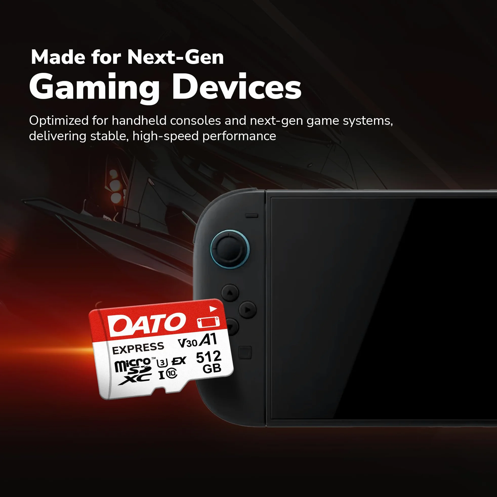 DATO Express - Scheda di memoria microSDXCEX da 512 GB PCIe Gen3x1 NVMe UHS-I C10 U3 V30 A1 4K8K UHD fino a 800/700 MB/s Compatibile con console di gioco Gen Switch 2 Action Camera Droni Telecamere