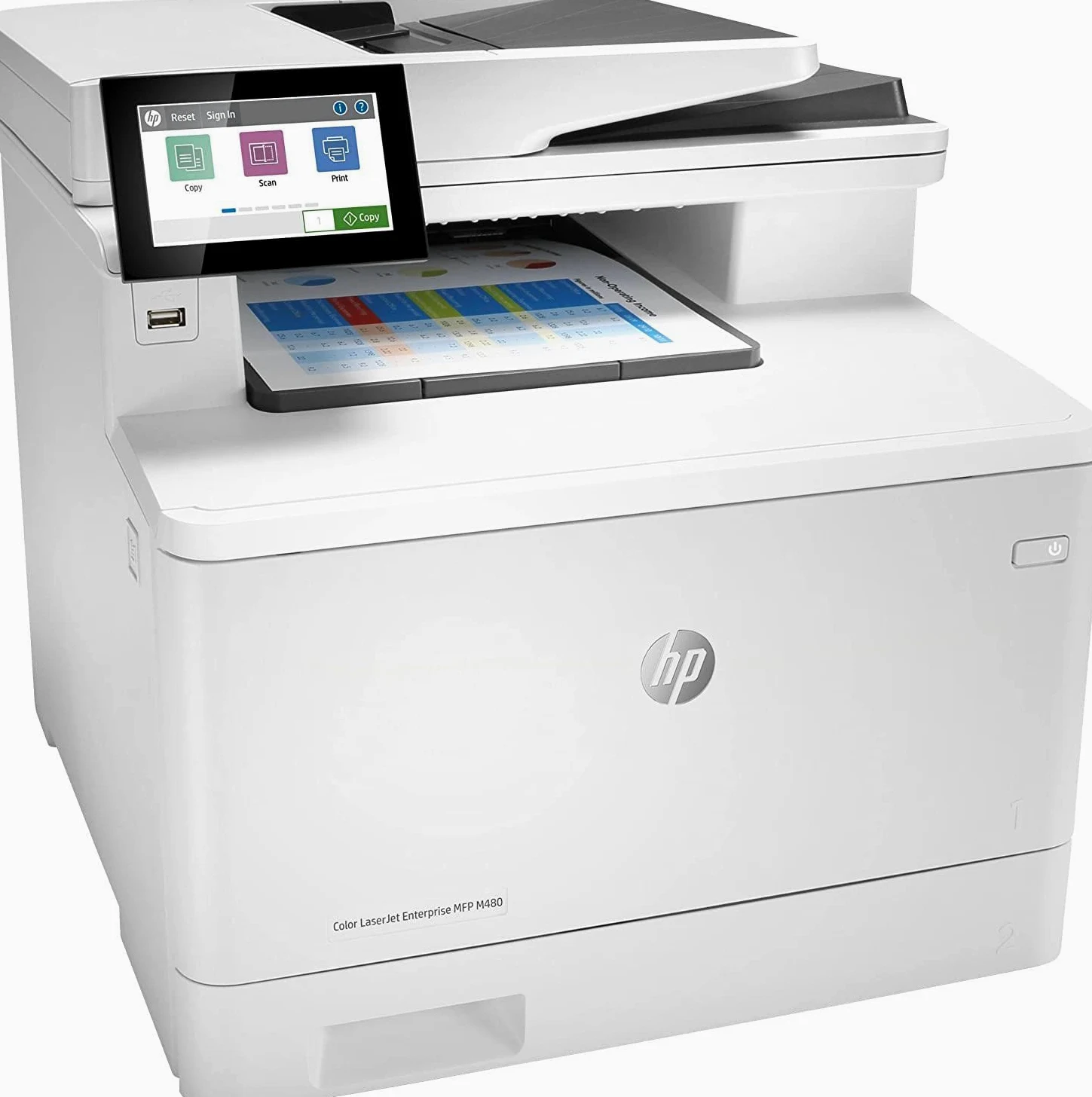 HP Color LaserJet Enterprise M480f 3QA55A, Stampante Multifunzione A4, Stampa Fronte e Retro Automatico a colori, 27 ppm, Copia, Scansiona, Fax, ADF, Ethernet, USB, HP Smart, Schermo Touch LDC, Bianca