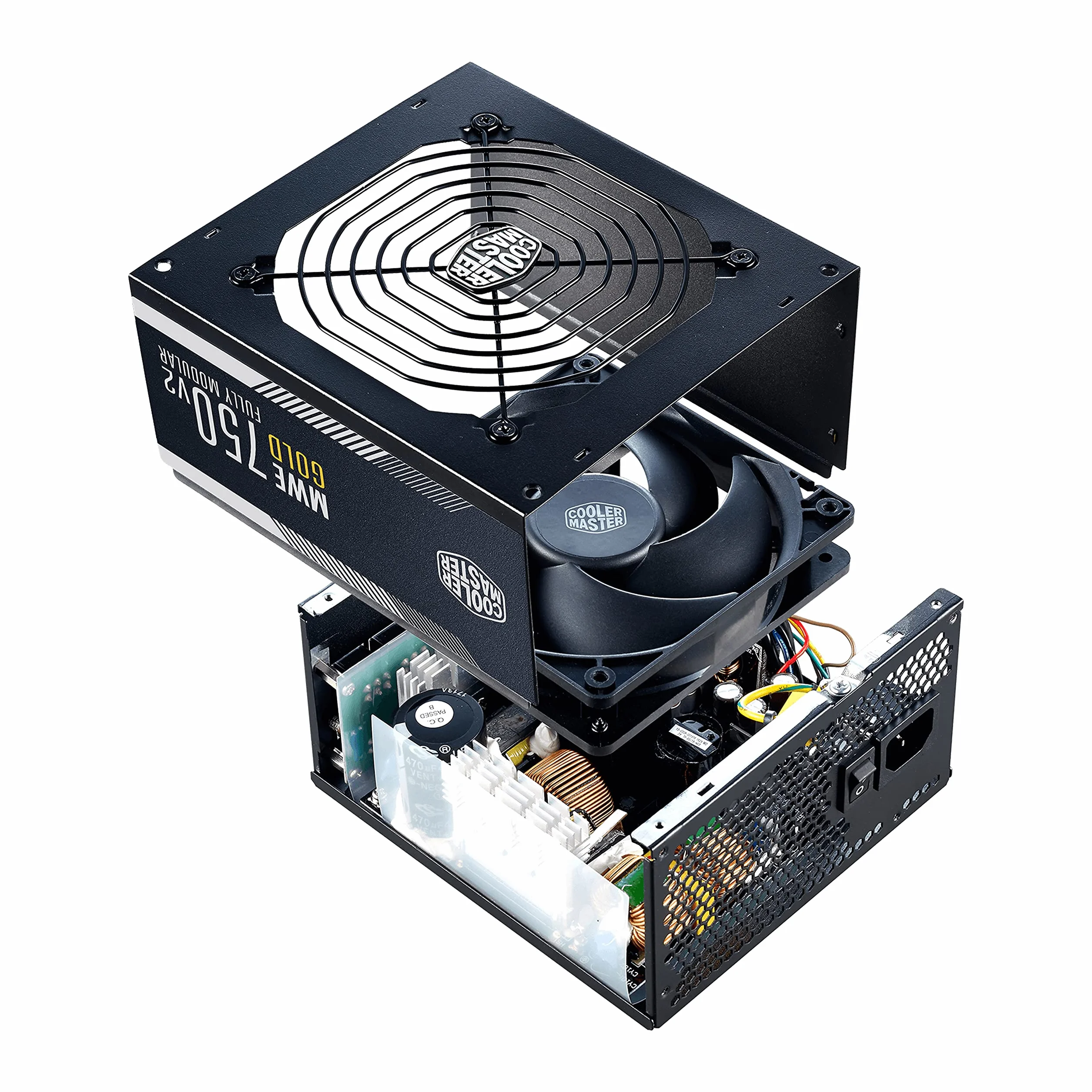Cooler Master MWE 750 Gold V2 Alimentatore Completamente Modulare (Spina UE) - 80 PLUS Gold da 750W, Cavi Piatti Neri, Ventola HDB da 120mm, Soglia Alta Temperatura -