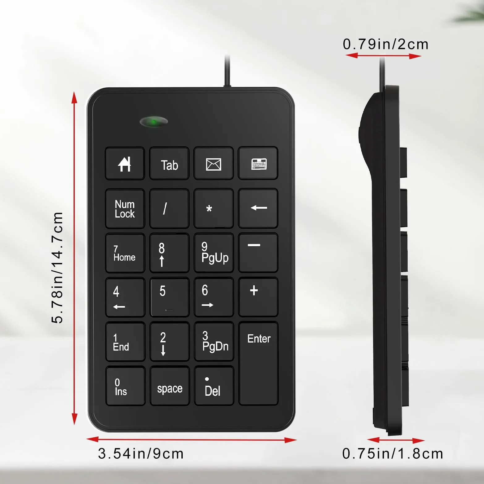 Tastiera numerica con cavo, tastierino numerico USB a 23 tasti, tastiera contabile finanziaria, accessori da ufficio per laptop, PC, desktop, computer, notebook, nero