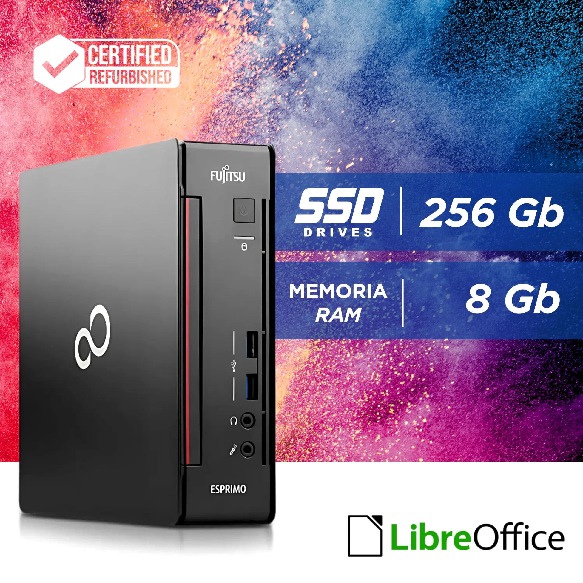 Fujitsu Q558 - Mini Pc Computer Fisso Desktop - Intel i5-8400T 6 Core 1.7 GHz - Ram 8GB DDR4 SSD 256GB, DVI + DP - Win 11 Pronto All'Uso con Chiavetta WiFi in Omaggio (Ricondizionato)