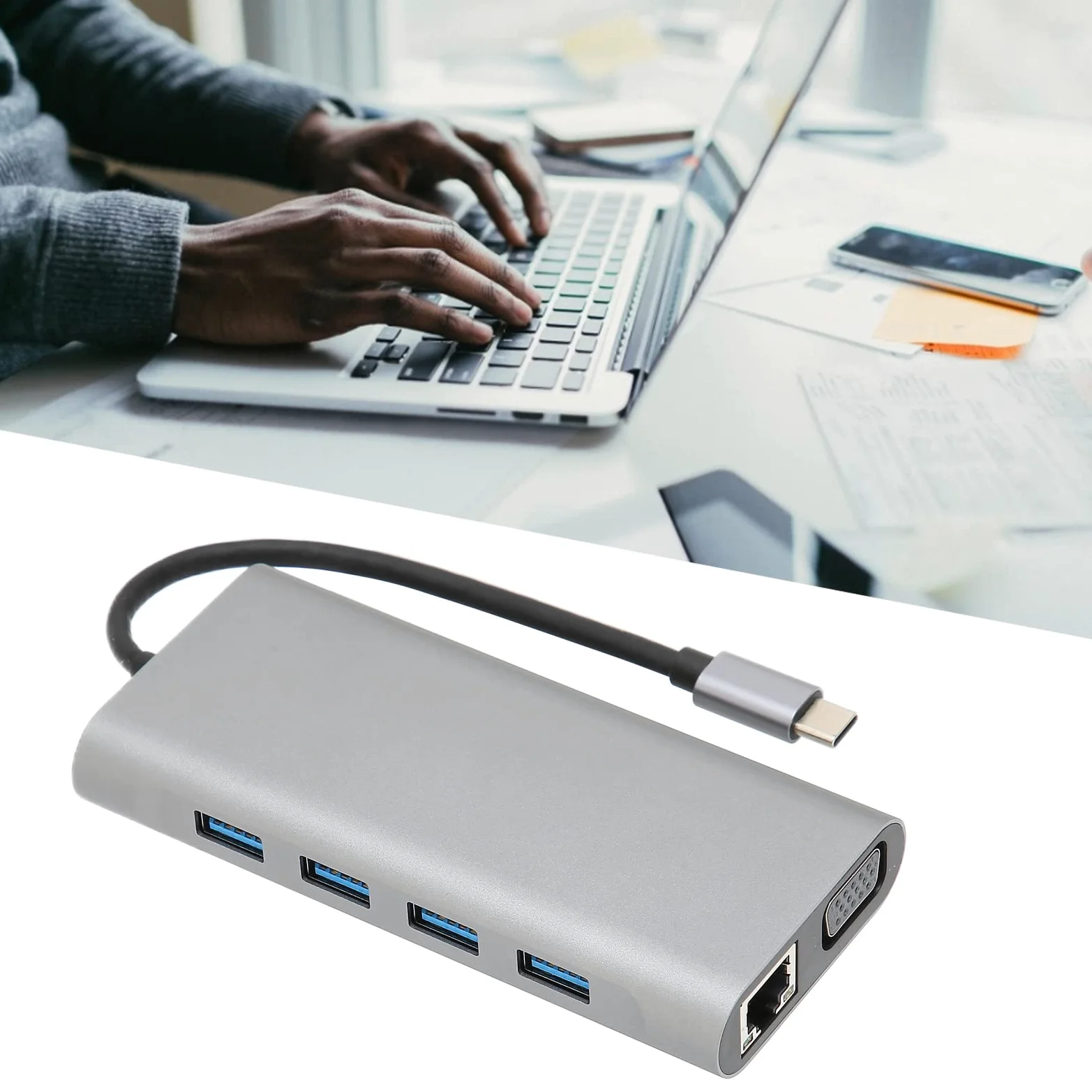 Dock di Espansione Portatile 11 in 1 in Lega di Alluminio per Computer di Tipo C con velocità di Trasferimento Elevata per Viaggiatori D'affari