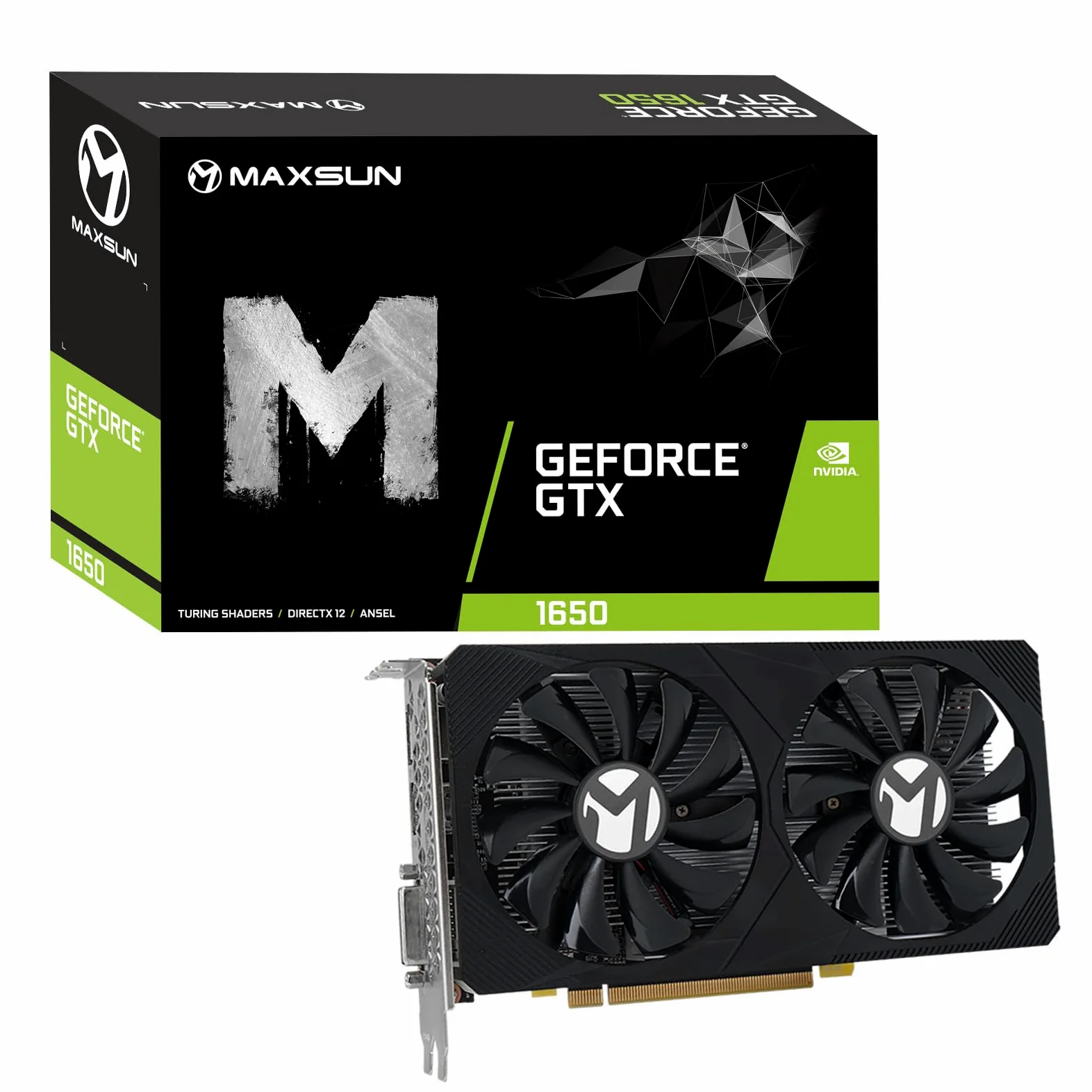 Scheda grafica video MaxSun GeForce GTX 1650 da 4 GB per PC da gioco GDDR6 128-bit, doppia ventola, HDMI/DP/DVI, 4K HDCP, DirectX 12