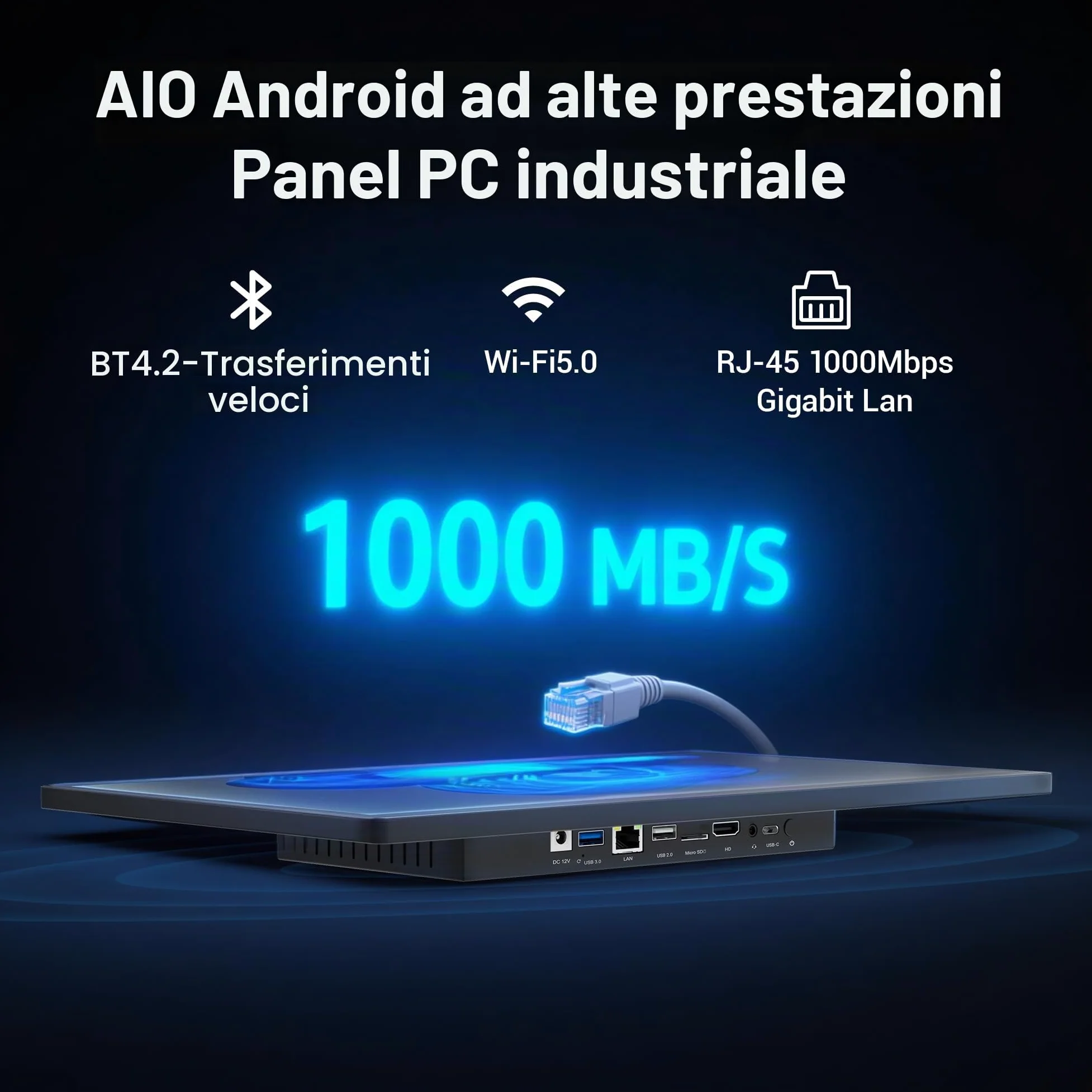 Industrie Panel PC-HEIGAOLAPC Industriale Touchscreen Pannello PC 15.6” RK3399 4GB RAM 64GB ROM, Android 12 Fanless Touchscreen Monitor All in One 1920*1080 IPS, USB3,0, USB2,0, HDMI2,0, Type-C, RJ45