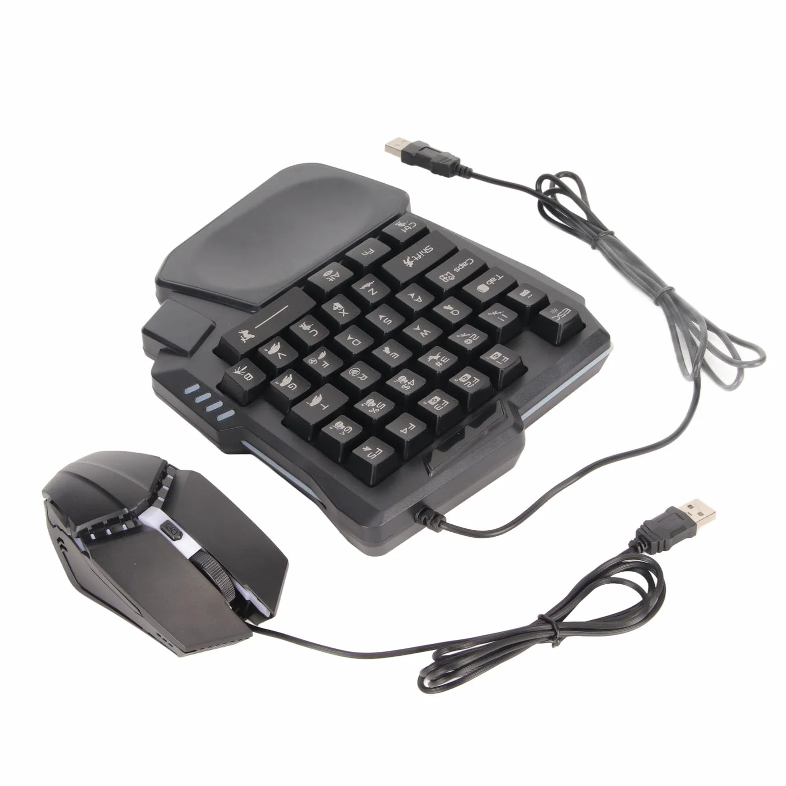 Fabater Set Convertitore Mouse Tastiera Telefono Cellulare per IOS, Tastiera da Gioco e Mouse Combinati a Mezza Mano RGB Cablato, Kit Convertitore da Telefono Cellulare a per Giochi FPS, 120FPS
