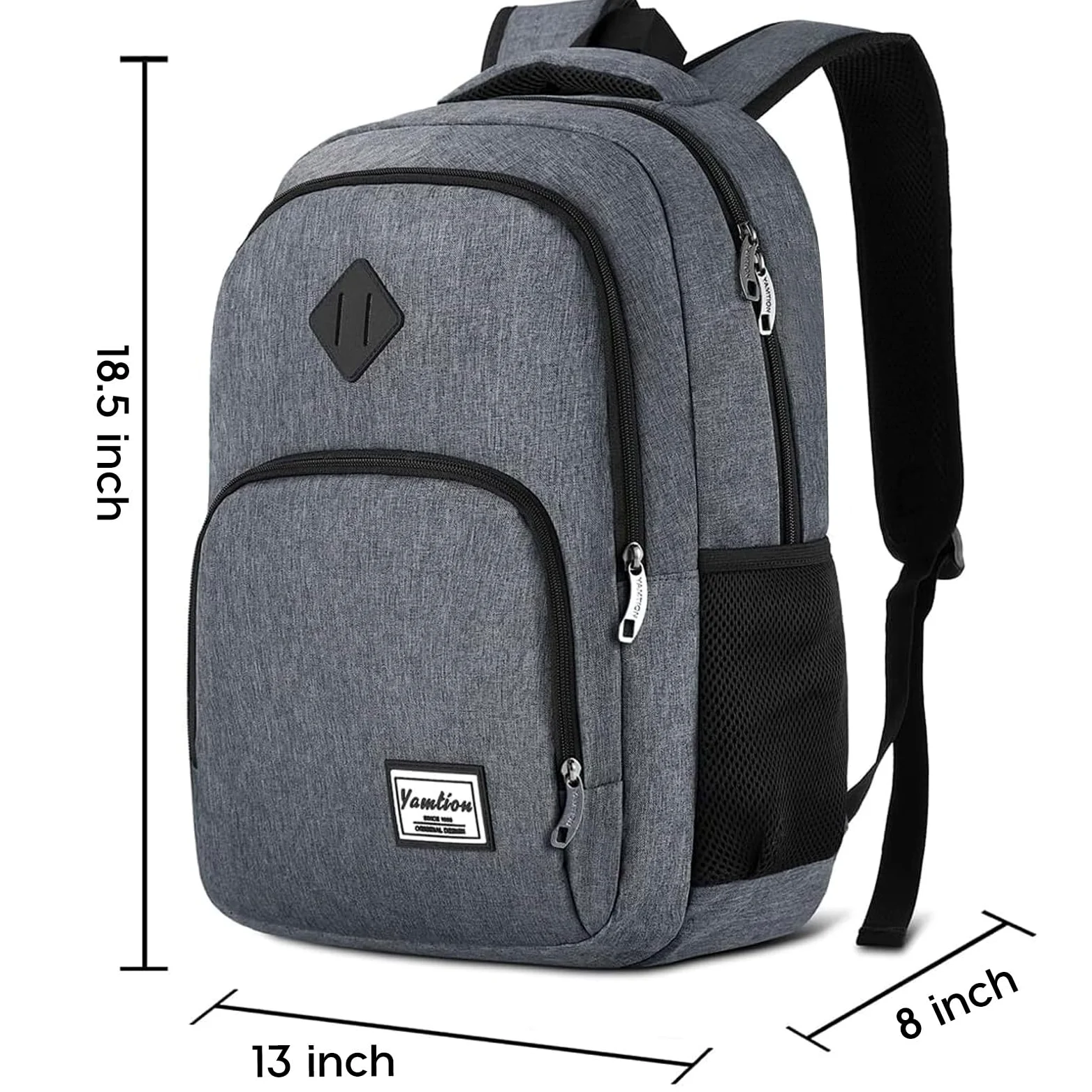YAMTION - Zaino per uomo e donna, zaino per la scuola, per adolescenti, per laptop da 17,3 pollici (44 cm), zaino per computer portatile, con porta di ricarica USB, per lavoro, studio, viaggi