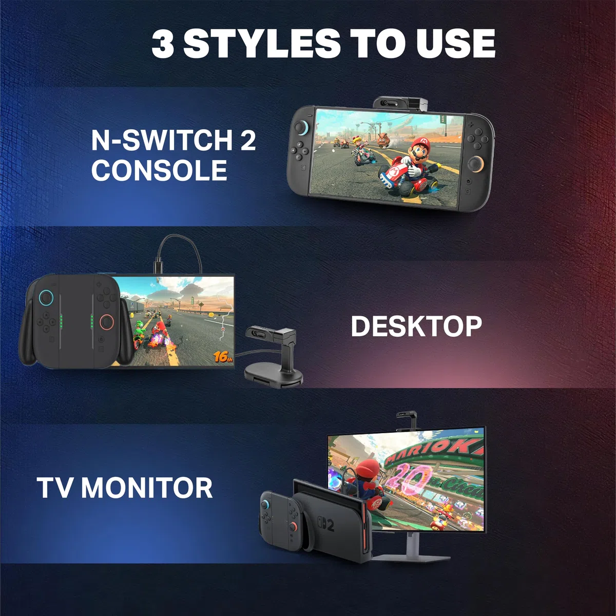 NITHO Webcam 1080P Full HD Compatibile con Switch 2, Telecamera USB-C per Videochat e Giochi Compatibili, Mini Camera con Angolo Regolabile, Supporto da Tavolo e Cavo da 1,5 m, Accessori per Switch 2