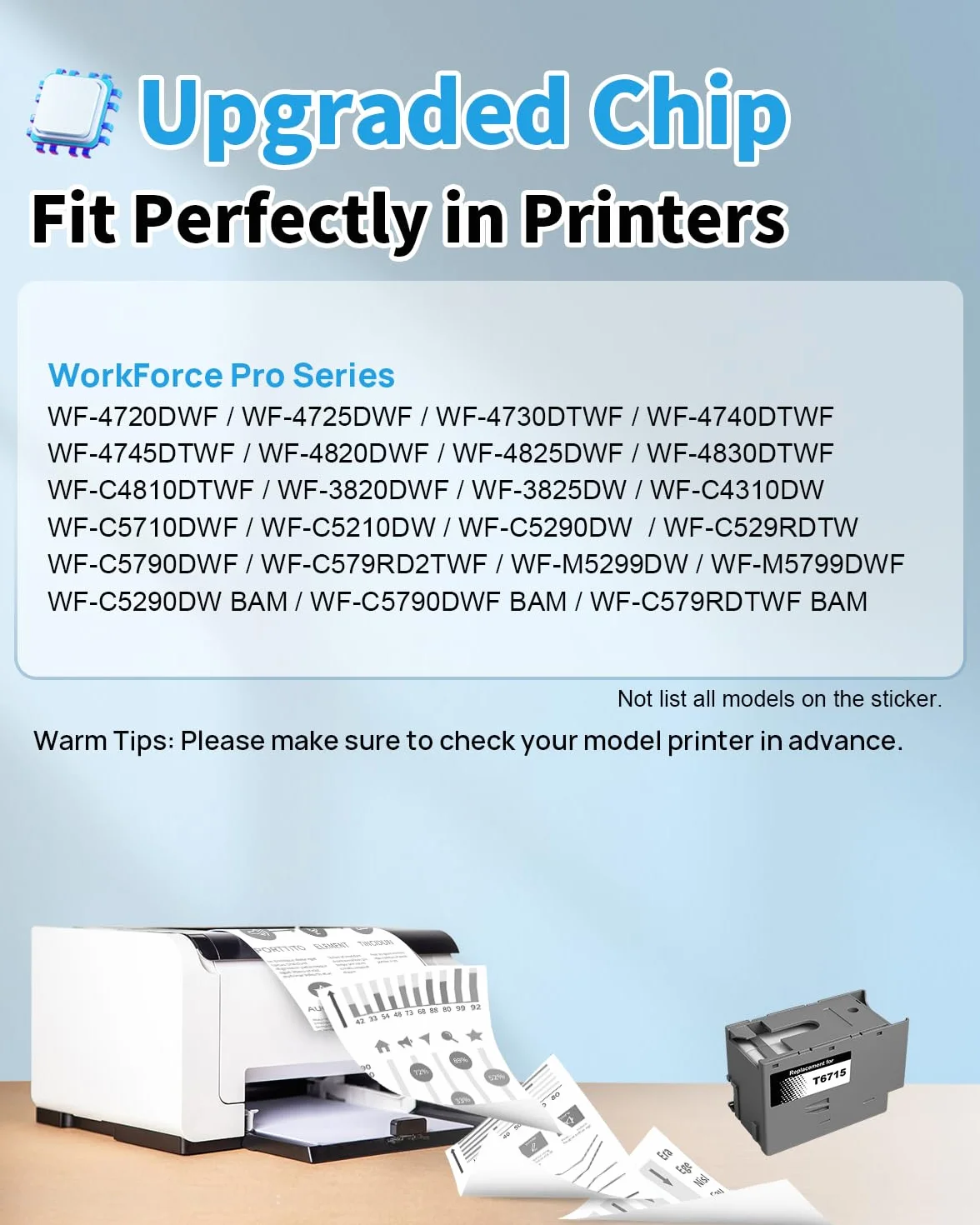 Yowell T6715 Scatola di manutenzione degli inchiostri compatibile con Epson T6715 T6716 per Epson Workforce Pro WF-3820DWF WF-3825DWF WF-4820DWF WF-4825DWF WF-4830DTWF WF-4720DWF WF-4725DWF WF