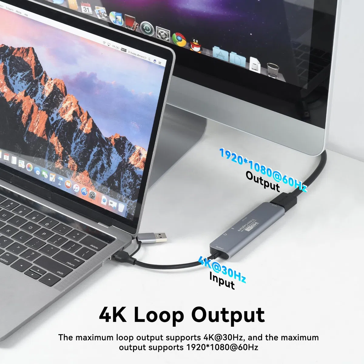 ELUTENG Scheda Acquisizione Video 4K HDMI a USB A/C Video Capture Full HD 1080P Acquisizione Video Gioco HDMI per Giochi/Streaming/Videoconferenza Compatibile con MacBook iPad PC Switch PS5 Xbox