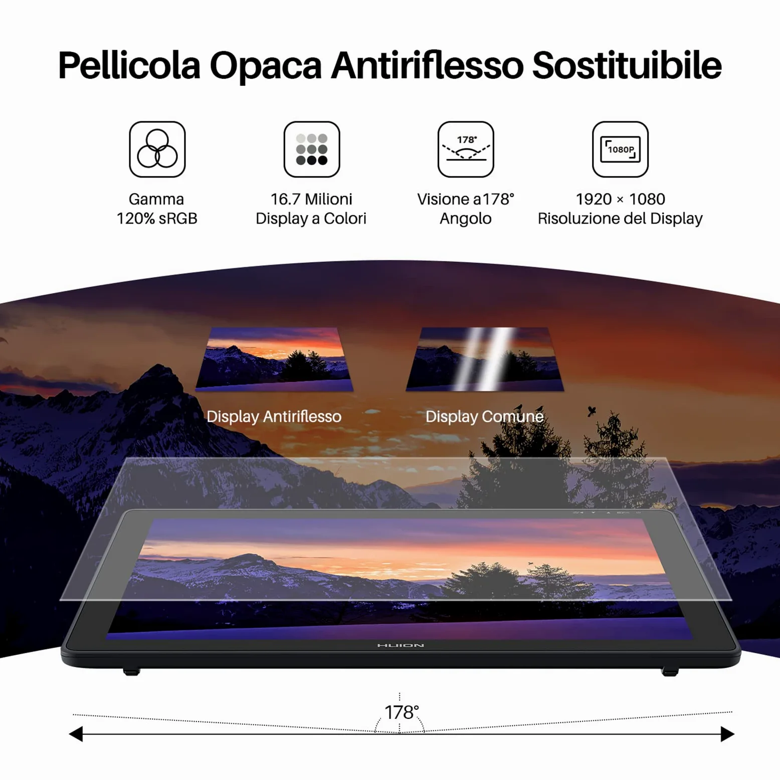 HUION Nuova Kamvas 22 Tavoletta Grafica con Schermo La più Recente Stilo senza Batteria PW517 8192 Pressione della Penna Supporto Android 120% sRGB Pellicola Opaca Antiriflesso - 21,5 pollici | 21,5 pollici,FHD,Stilo PW517,Disegno,telelavoro,Educazione in