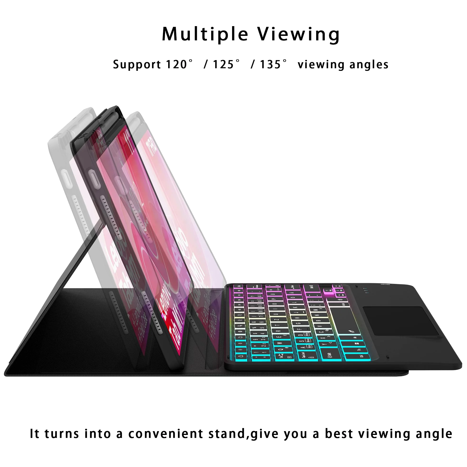 Custodia per Lenovo Tab M11 TB330/TB331 2024 da 11 pollici, con tastiera con trackpad | Retroilluminazione RGB a 7 colori, tastiera con touchpad, portapenne, rimovibile, magnetica, per studenti, viaggi