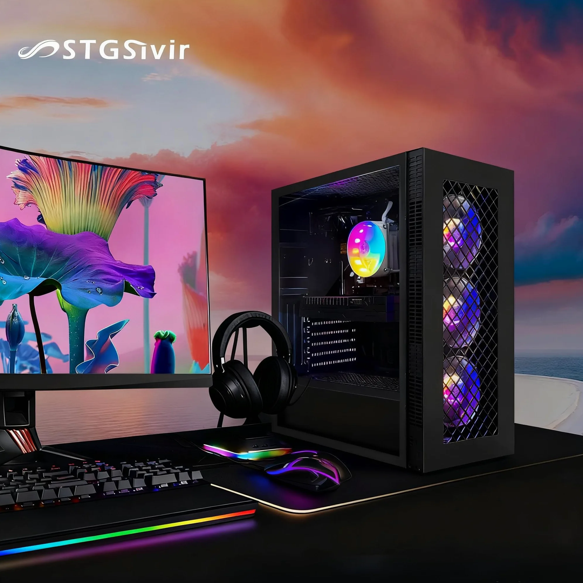 STGSivir PC Gaming Fisso, Computer Gaming, Core i7 8 gen fino a 4.1 GHz • Nvidia RTX 2060 Super 8GB GDDR6 • 32GB DDR4 RAM • 1TB SSD • WiFi 6 • BT • Windows 11 Pro