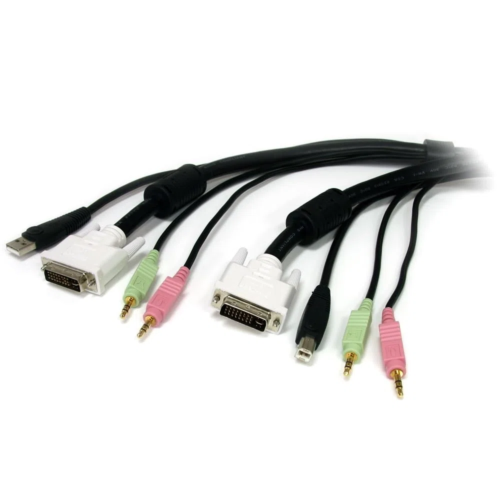 StarTech.com Cavo KVM DVI USB 4 in 1 da 1,8 m con audio e microfono (USBDVI4N1A6)