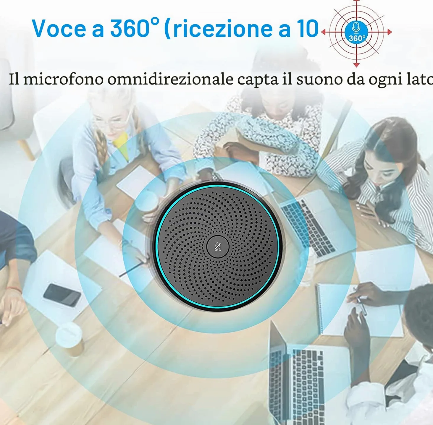 MONODEAL Microfono USB per Conferenza, Microfono per PC Video Conferenza, Registrazione, Skype, Classe Online, Giochi, Zoom, Plug & Play Compatibile con Mac Windows PC