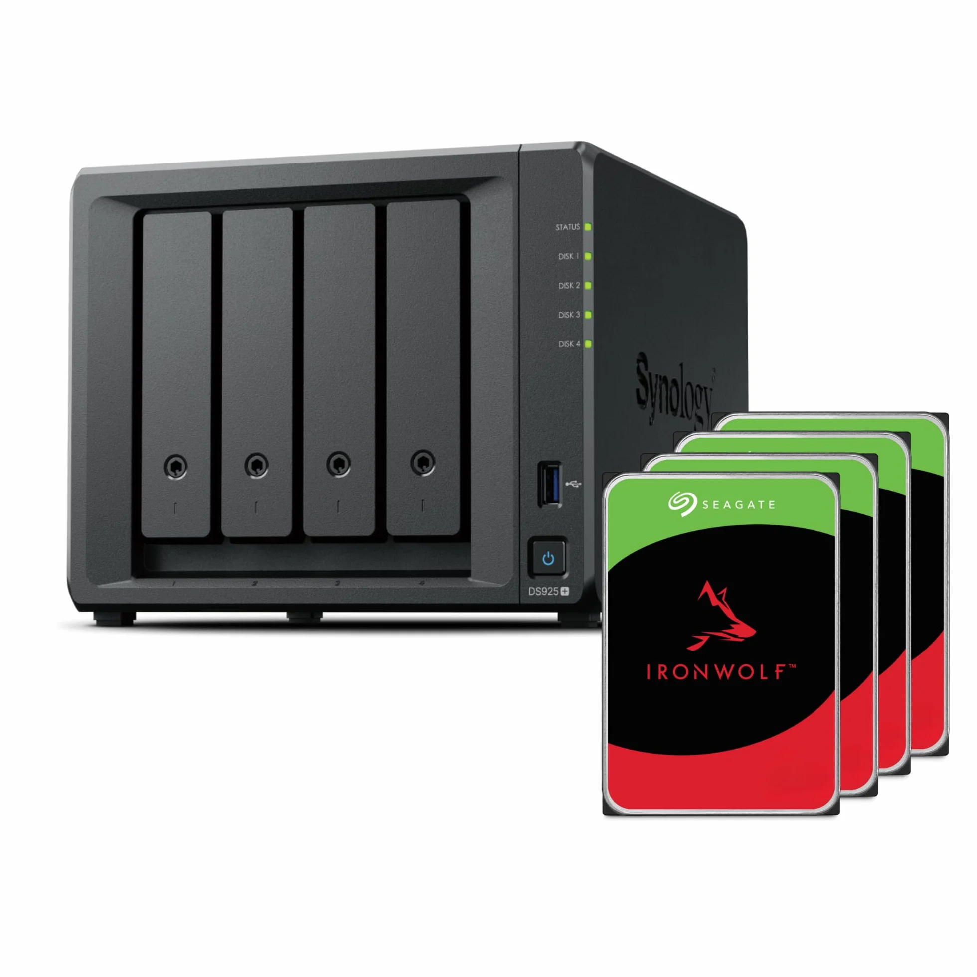 Synology DS925+ Bundle 32TB Seagate (Ironwolf 4X 8TB) 4Bay Desktop NAS, 2.5GbE, 4GB RAM