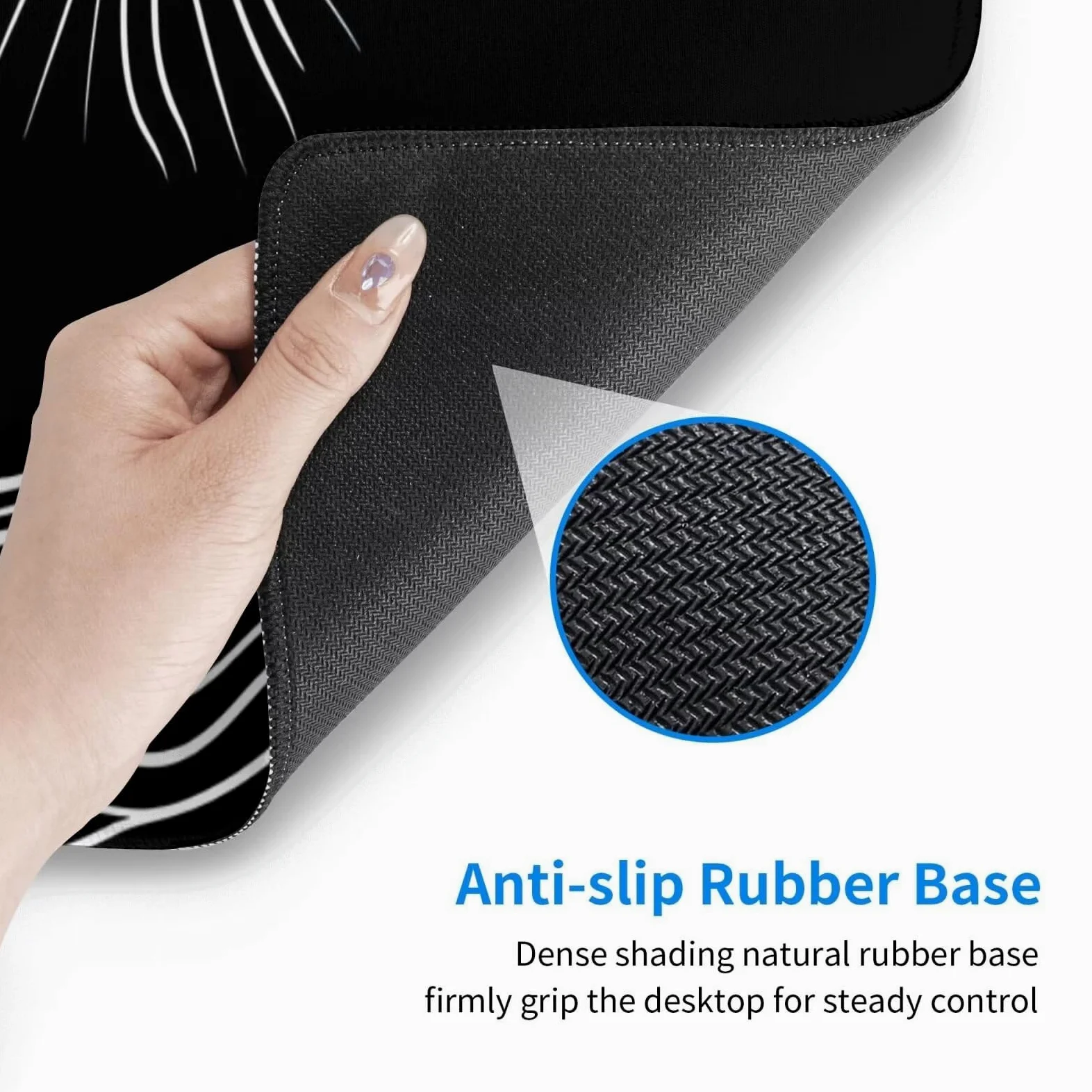 Tappetino Mouse, Tappetino Mouse Gaming Grande XXL 1500x800x3mm Tappetino Scrivania Mouse Pad, Base in Gomma Antiscivolo, Bordi Cuciti,Lavabile, Mousepad per Ufficio e Gaming (Onda nera) R-260