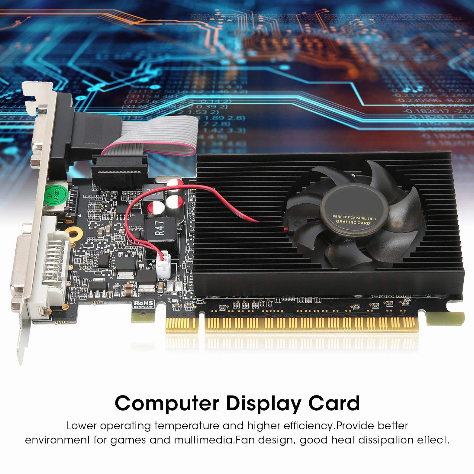 POENVFPO Schede Grafiche per Computer, Scheda Grafica GT730 64 Bit DDR3 da 2 GB con CD Driver per Computer Desktop