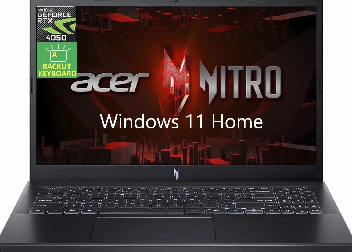 acer Nitro V 15,6" FHD Gaming Laptop, Intel Core i5-13420H, GeForce RTX 4050, 16GB RAM 1TB SSD, 128gb 9H Docking Station, Webcam, Wi-Fi, Tastiera retroilluminata, Bluetooth, Windows 11 Home, Nero