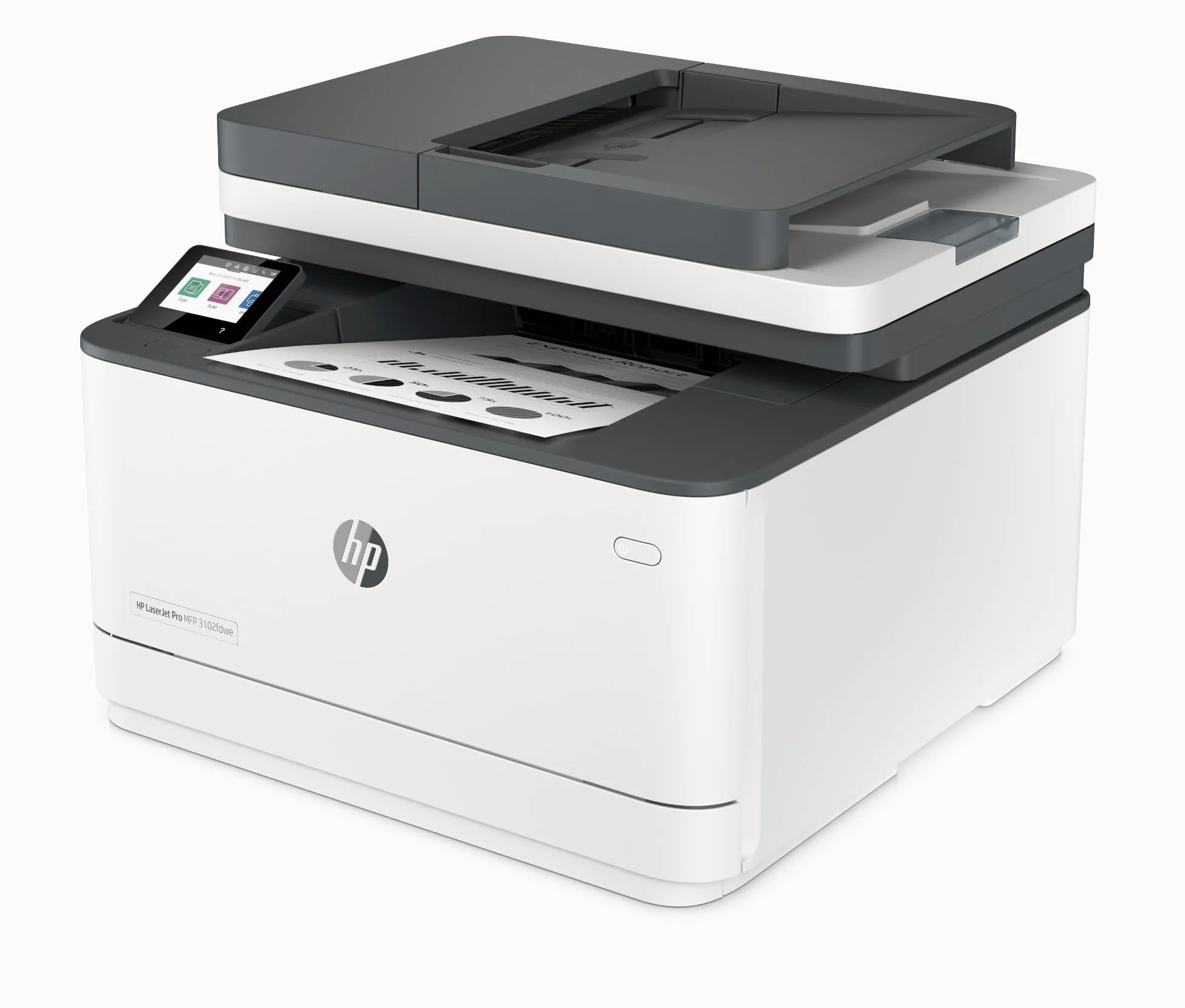 HP LaserJet Pro MFP 3102fdwe 3G630E, Stampante Multifunzione A4, Stampa Fronte e Retro Automatico in b/n, 33 ppm, USB Host, Wi-Fi, Ethernet, Fax, ADF, Smart, Bianca