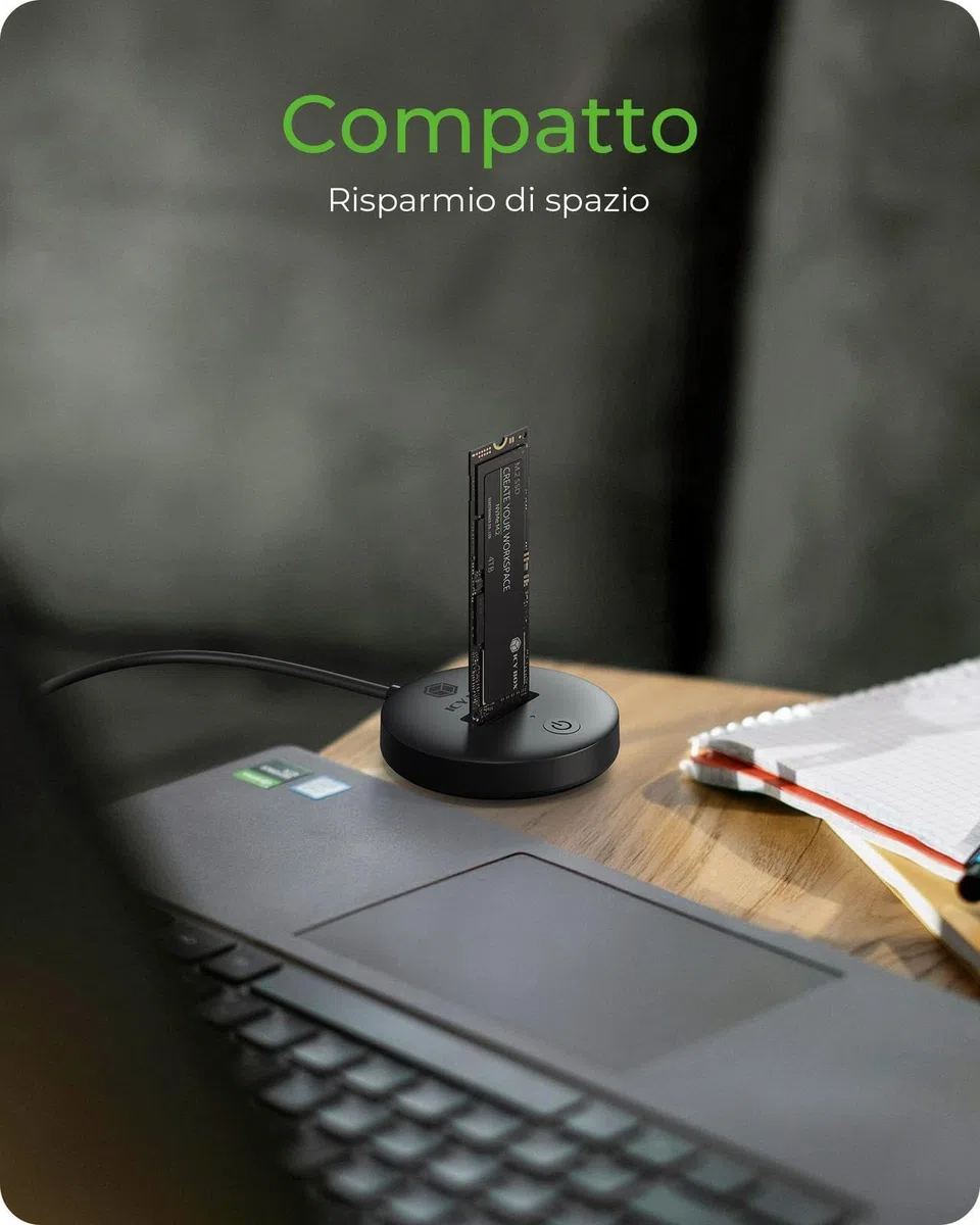 ICY Box DockingStation NVMe & SATA M.2 SSD, USB-C 3.1 Gen 2, 10 Gbps, senza attrezzi, IB-1610MCD-C31