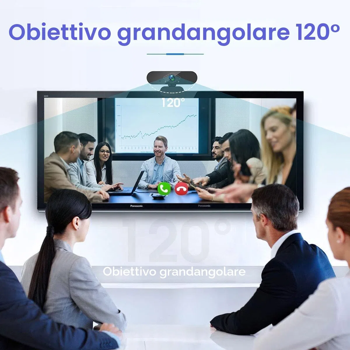 Webcam, Webcam per PC con Microfono 1080P con Video Camera USB 2.0 per Laptop, Desktop, Smart TV per Videochiamate, Conferenza, Studio e Lavoro
