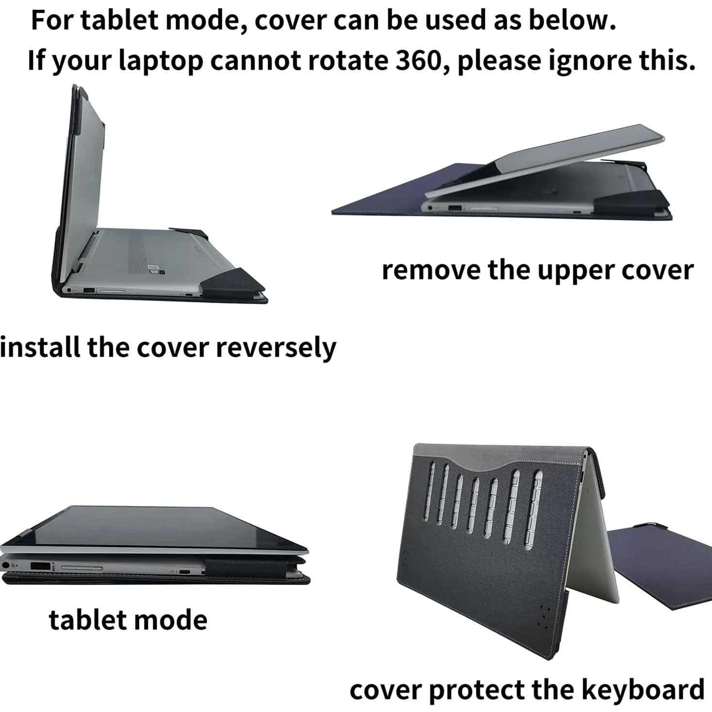Custodia per laptop 2023 per Lenovo IdeaPad Flex 5 14ALC7 14IAU7 14IRU8 14ABR8 14ABR8 custodia protettiva 2 in 1 in pelle PU con portapenne e foro per la dissipazione del calore (grigio scuro)