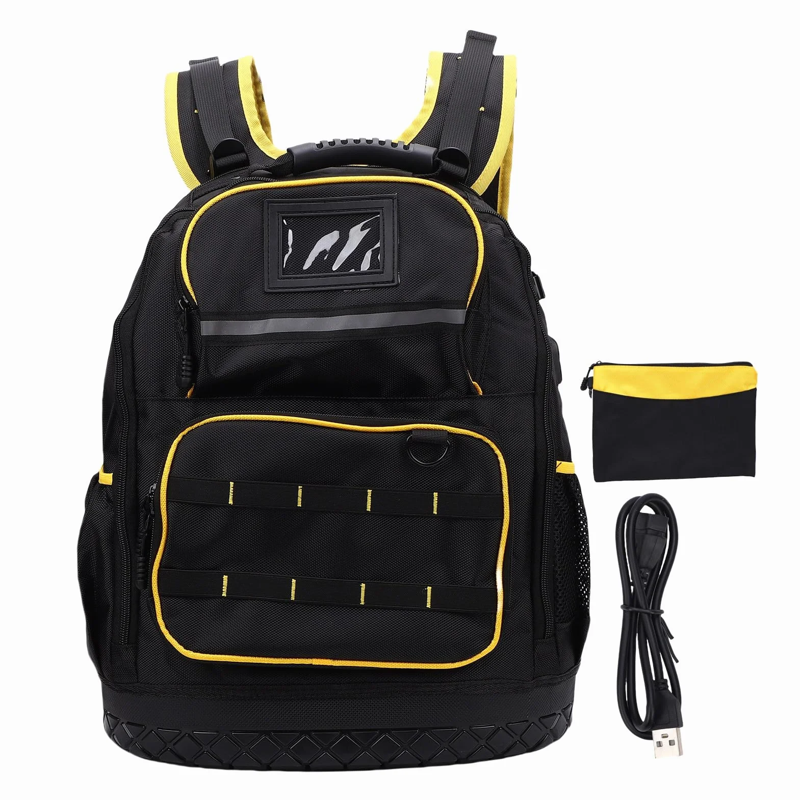 Tosuny Zaino Portautensili con Tasche Multiple, Custodia Imbottita per Laptop, Borsa Portautensili con Fondo Rigido in Tessuto Oxford Resistente con Custodia e Cavo USB